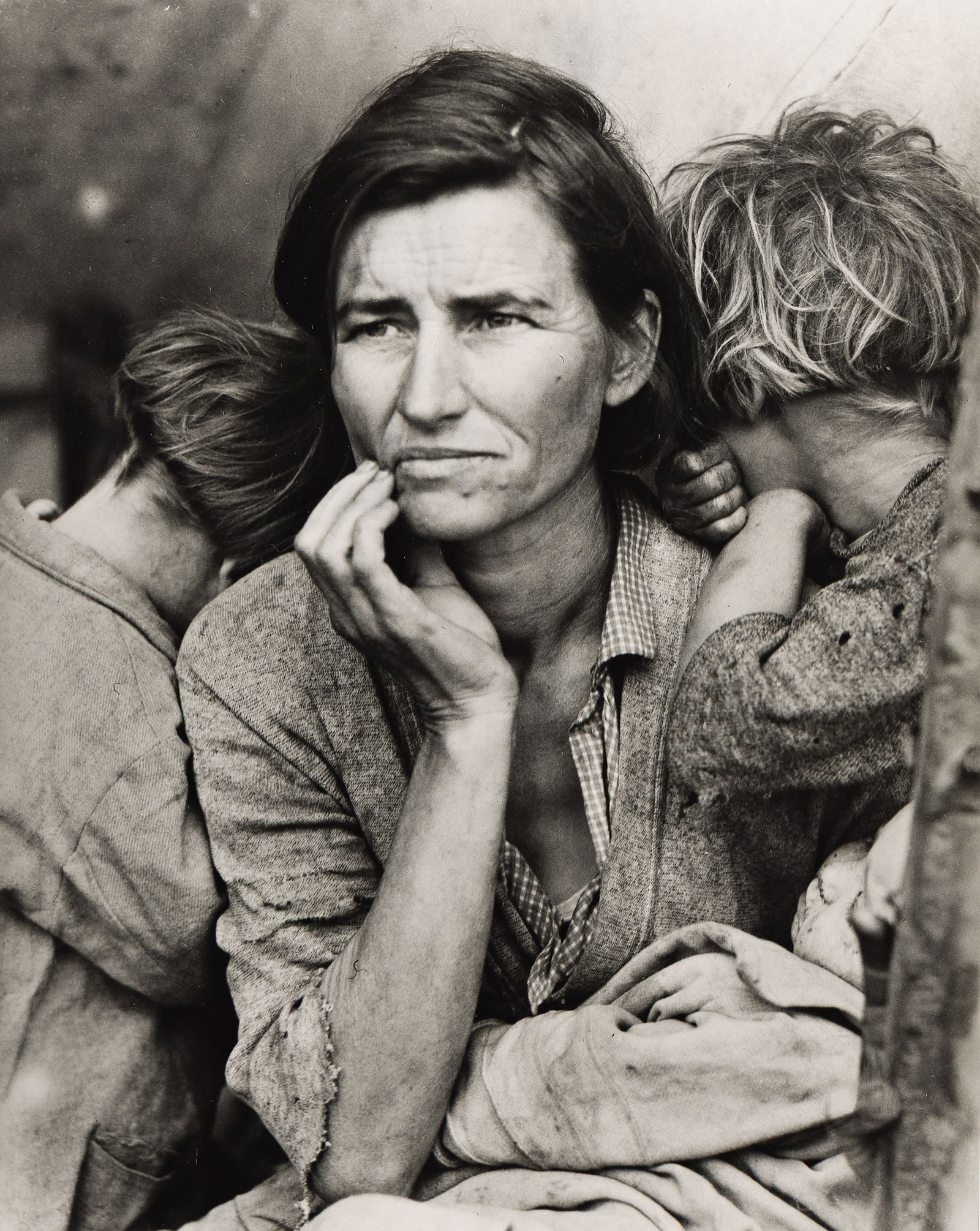 Dorothea Lange, Migrant Mother, Nipomo, California, 1936; printed 1970s.: Dorothea Lange(1895-1965)Migrant Mother, Nipomo, California. 1936; printed 1970s.Silver print.Enclosed in the original mat; with the Library of Congress Master Photographers cover sheet.The image 9 1/