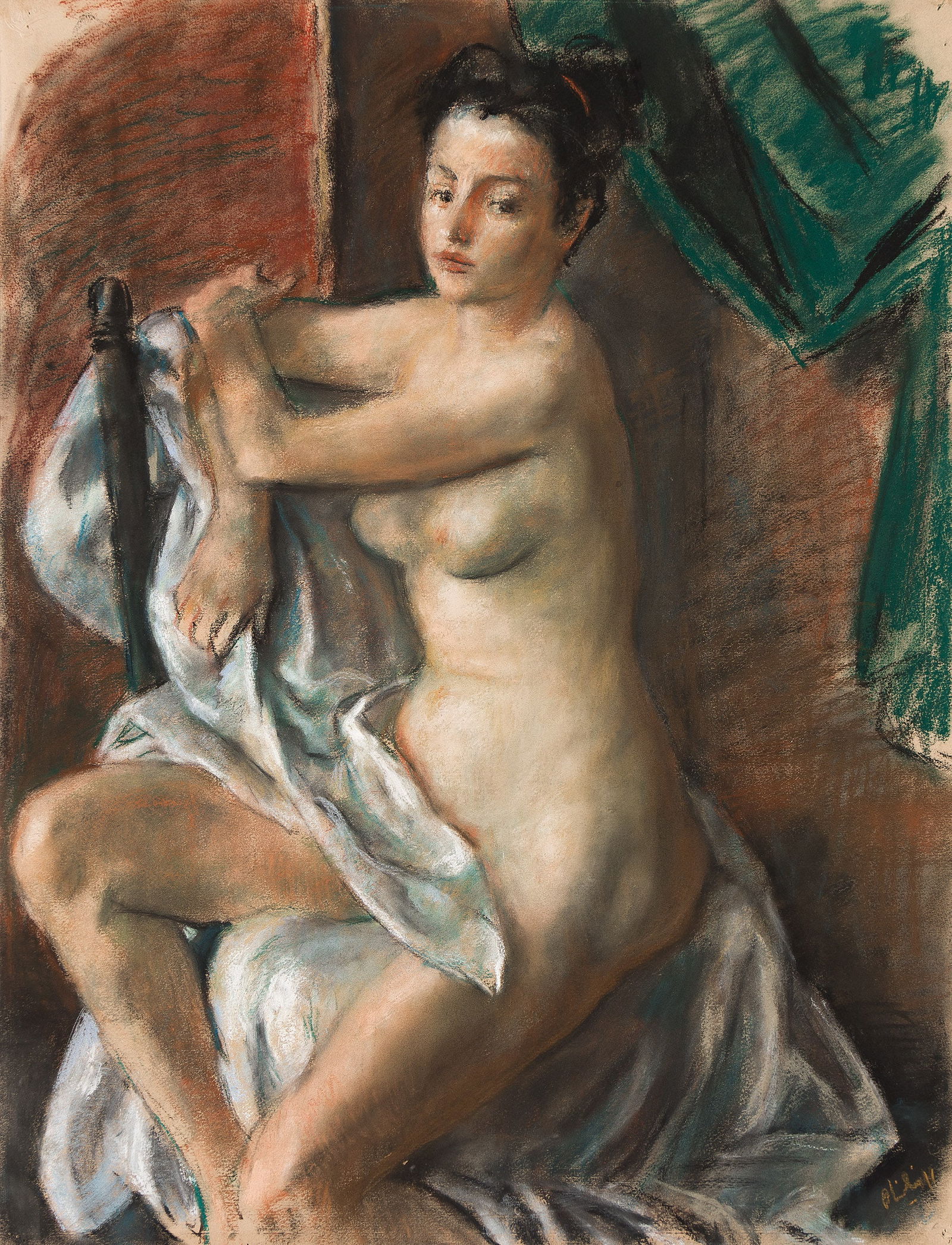 Robert Philipp, Untitled (Seated Nude).: Robert Philipp(1895-1981)Untitled (Seated Nude).Pastel on paper.Signed in pastel at lower right.25 1/2 x 19 1/2 in. (64.8 x 49.5 cm.)Frame: 31 x 25 in. (78.7 x 63.5 cm.) Provenance:N