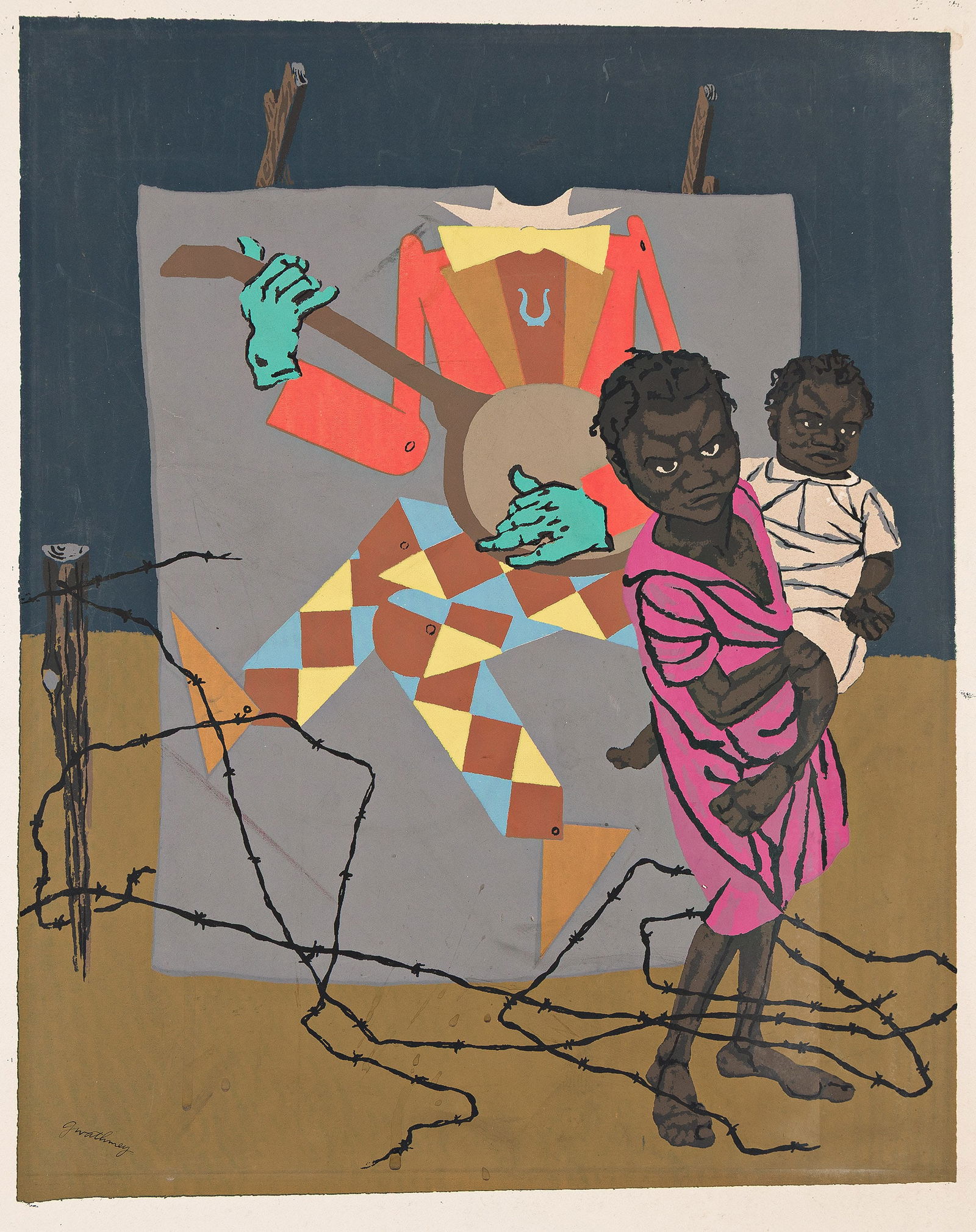 Robert Gwathmey, Non-Fiction, 1941.: Robert Gwathmey(1903-1988)Non-Fiction.Color screenprint, 1941.From an unknown edition size. Signed in ink at lower left. Williams 5.Image: 17 1/8 x 13 7/8 in. (43.5 x 35.2 cm.)Sheet: 21 3/4 x 17 in. (