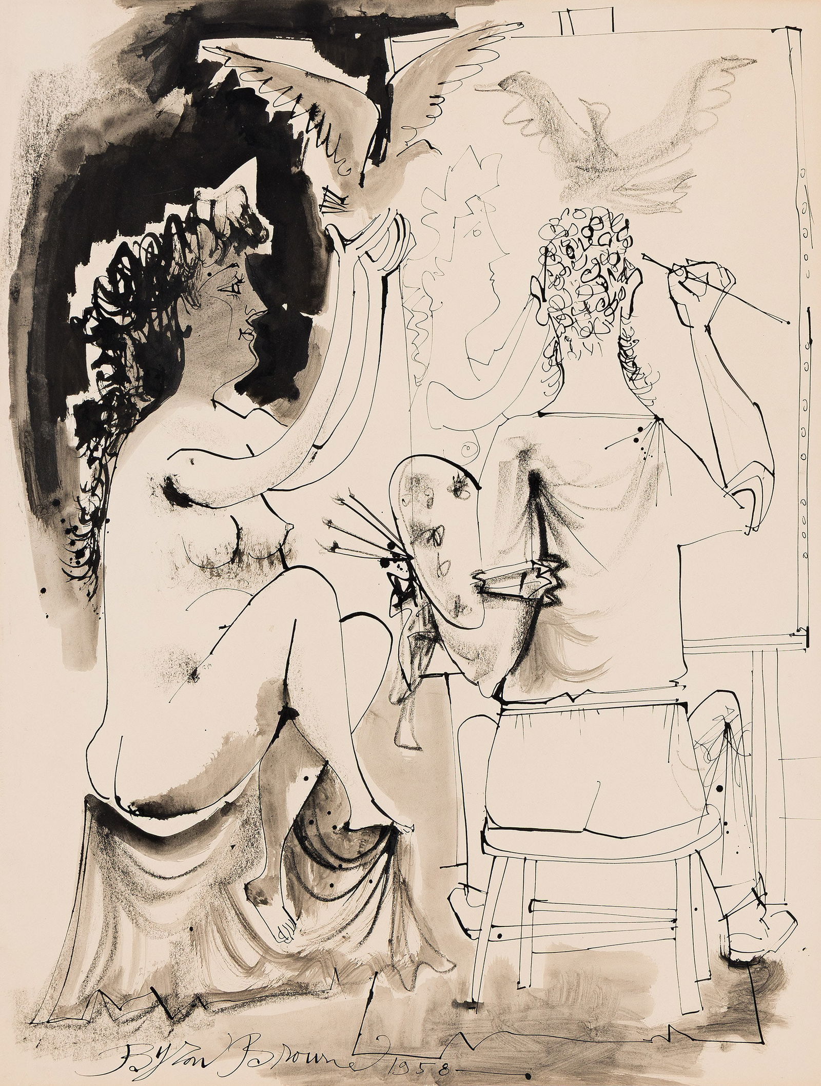 Byron Browne, Artist and Model, 1958. (1 of 1)