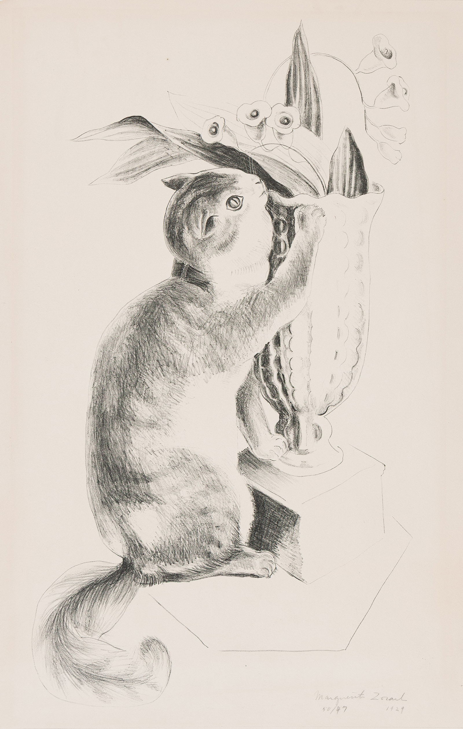 Marguerite Zorach, Cat and Flowers, 1929. (1 of 1)