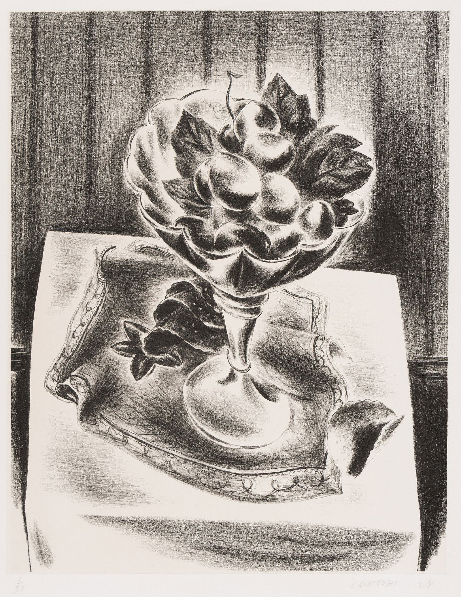 Yasuo Kuniyoshi, Peaches in Bowl and Wafers, 1928. (1 of 1)