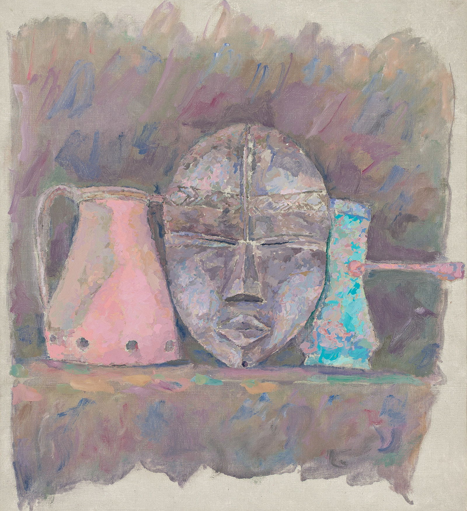 Herman Rose, Clay Jug and African Mask, circa 1970-75. (1 of 1)