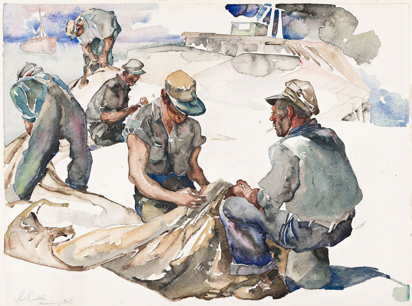 Saul Raskin, Mending Nets, circa 1935. (1 of 1)