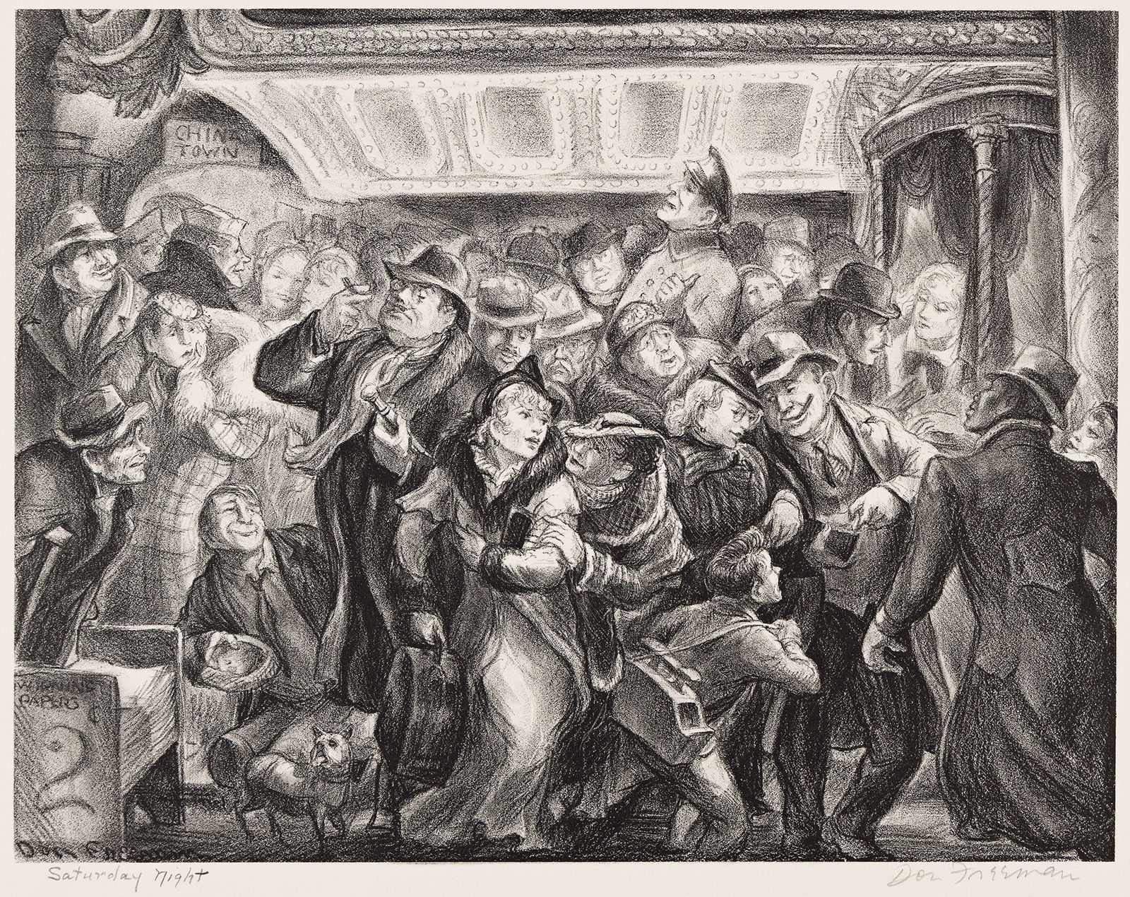 Don Freeman, (1908-1978), Saturday Night., Lithograph, 1934., Image: 9 1/2 x 12 1/4 in. (24.1 x 31.1 (1 of 1)