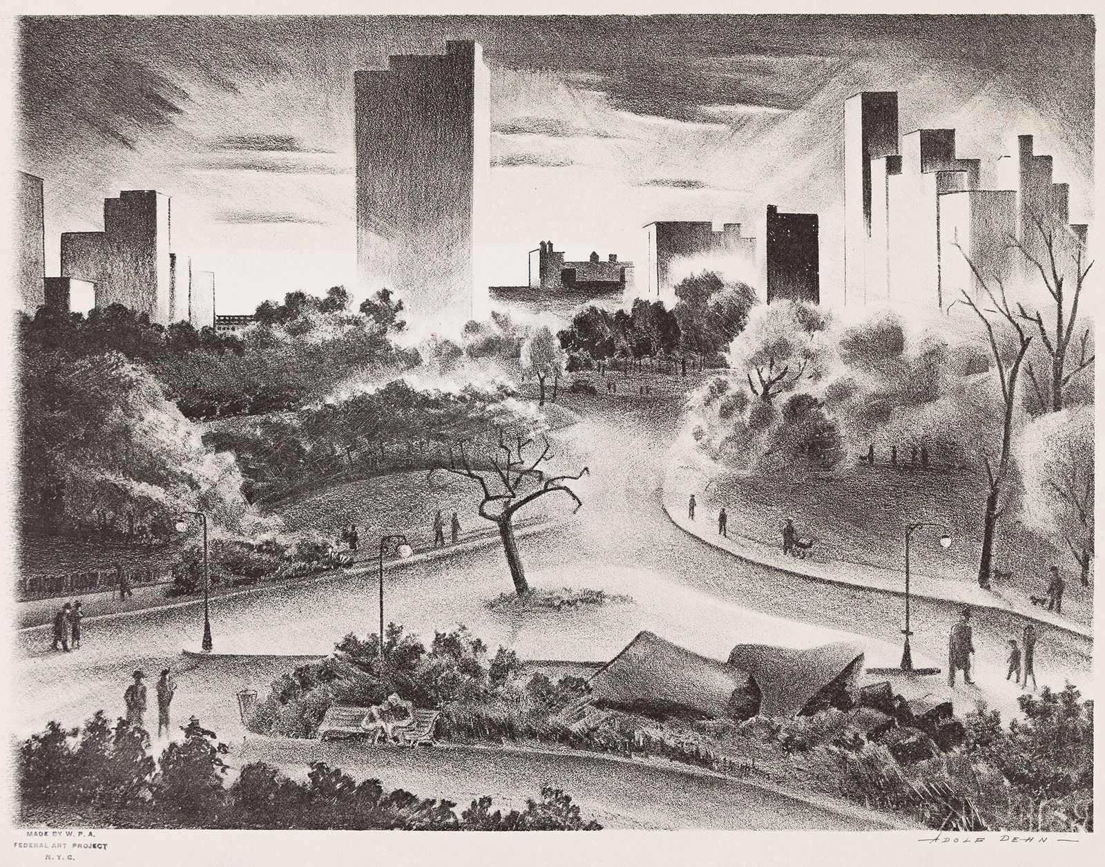 Adolf Dehn, Afternoon in Central Park, 1936. (1 of 1)