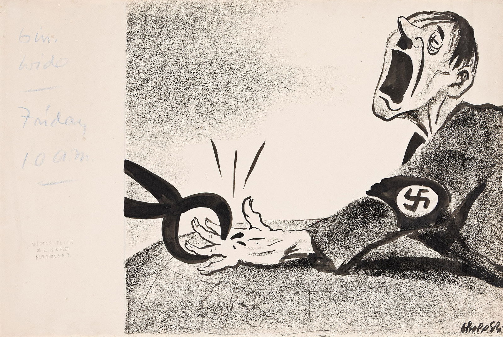 William Gropper, Hitler's hand pinched with pliers, circa 1940. (1 of 1)
