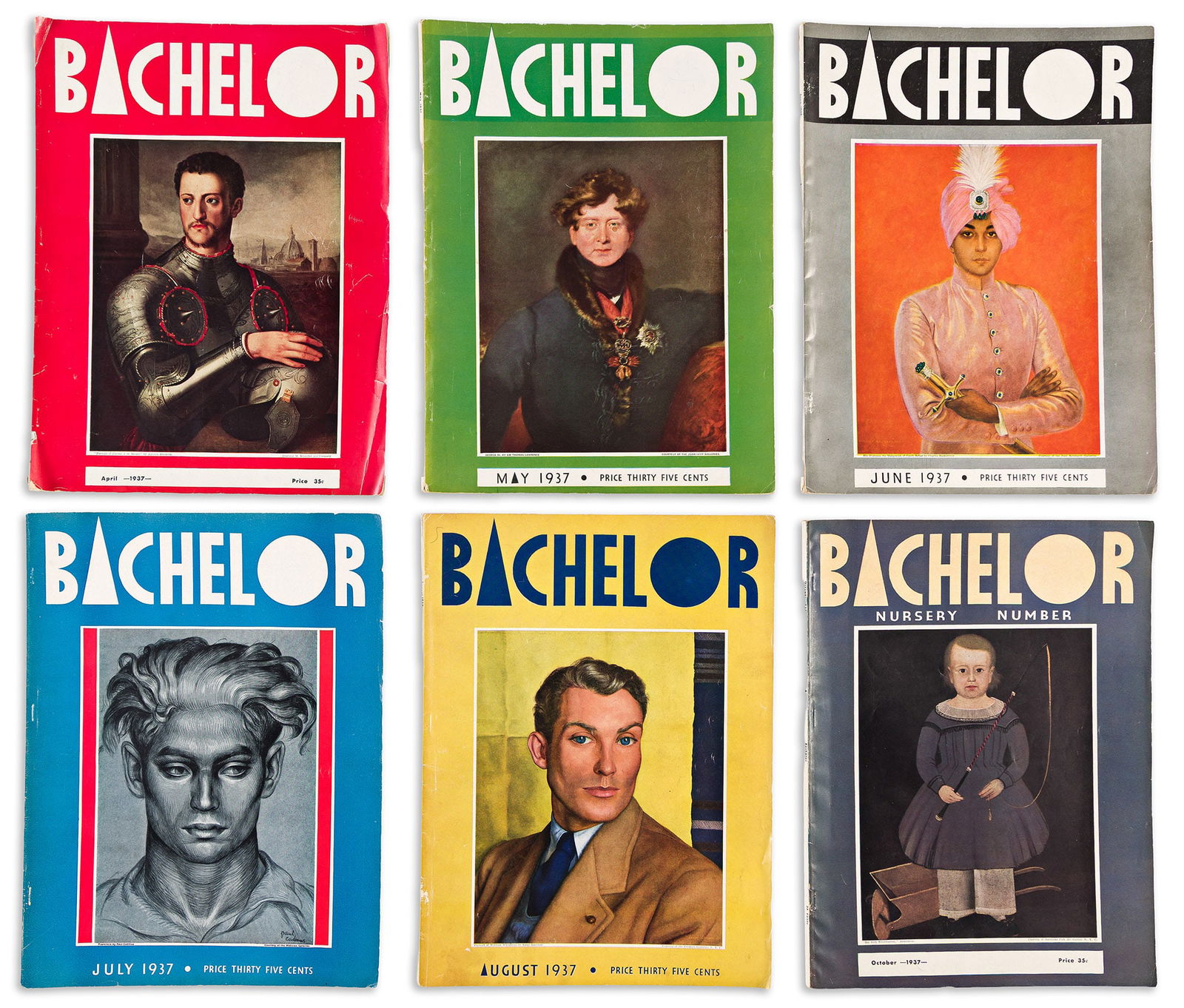 Various Designers, Bachelor. The first six issues of an early "queer-coded" mass-market magazine. (1 of 2)