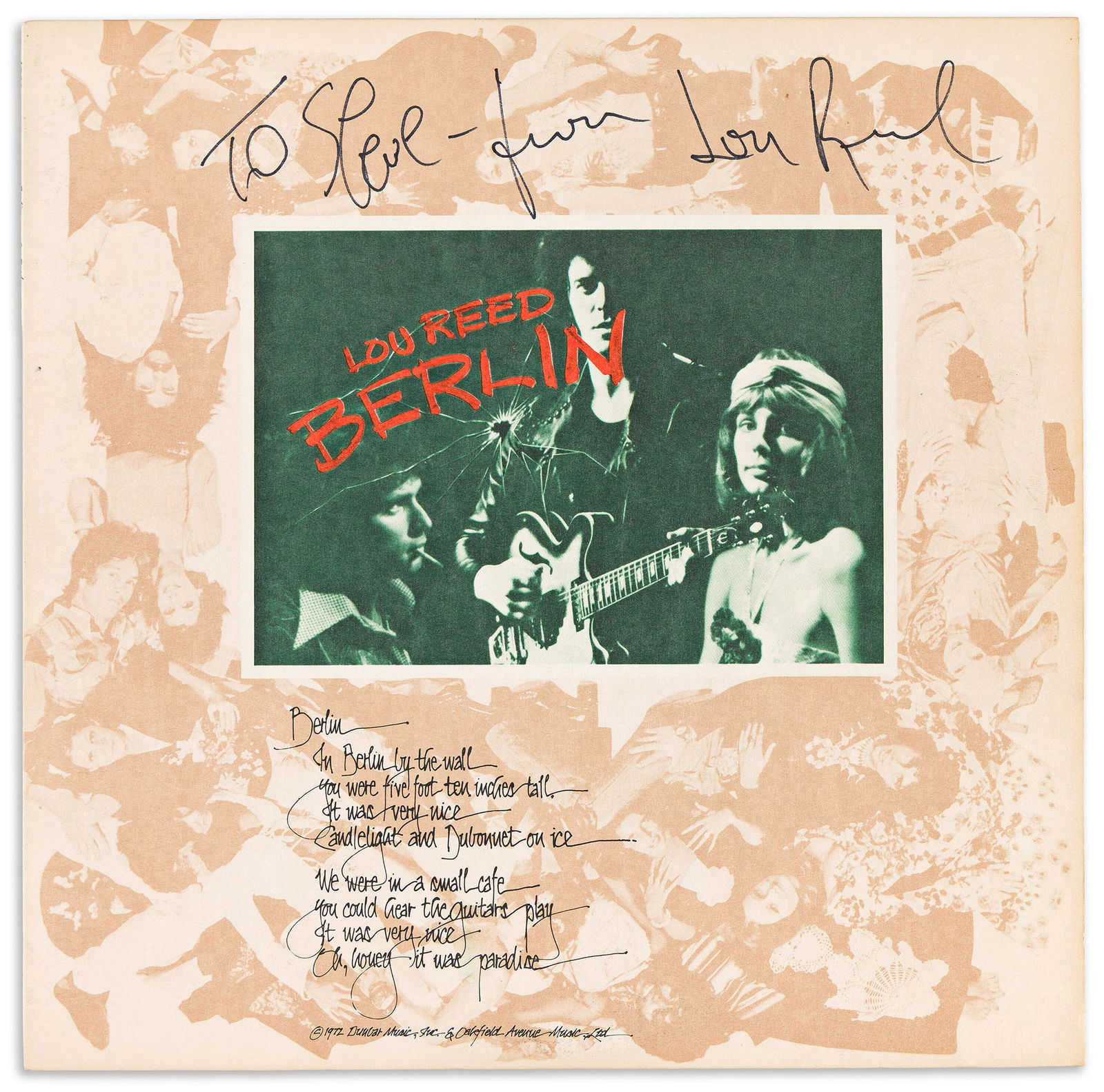 Lou Reed, Two long playing record covers, each Signed and Inscribed, "To Steve" (1 of 2)