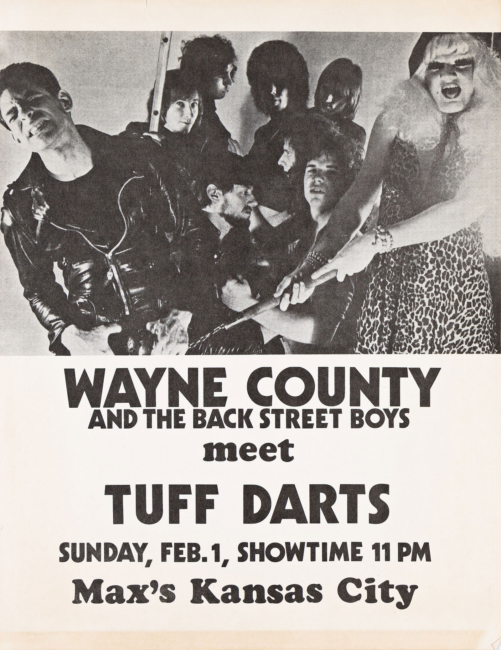 Max's Kansas City, Wayne County and the Back Street Boys. Two Flyers. 1976. (1 of 2)