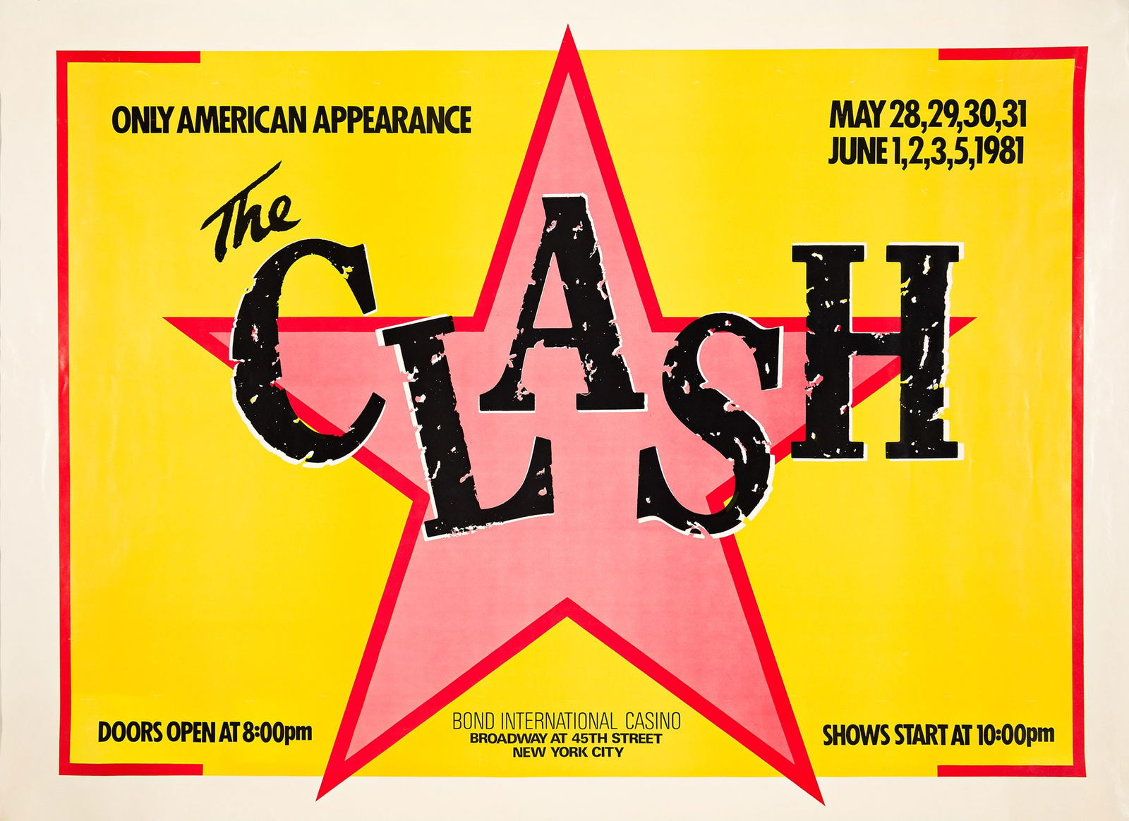 Deadline Advertising and Design, The Clash / Bond International Casino. 1981. (1 of 1)