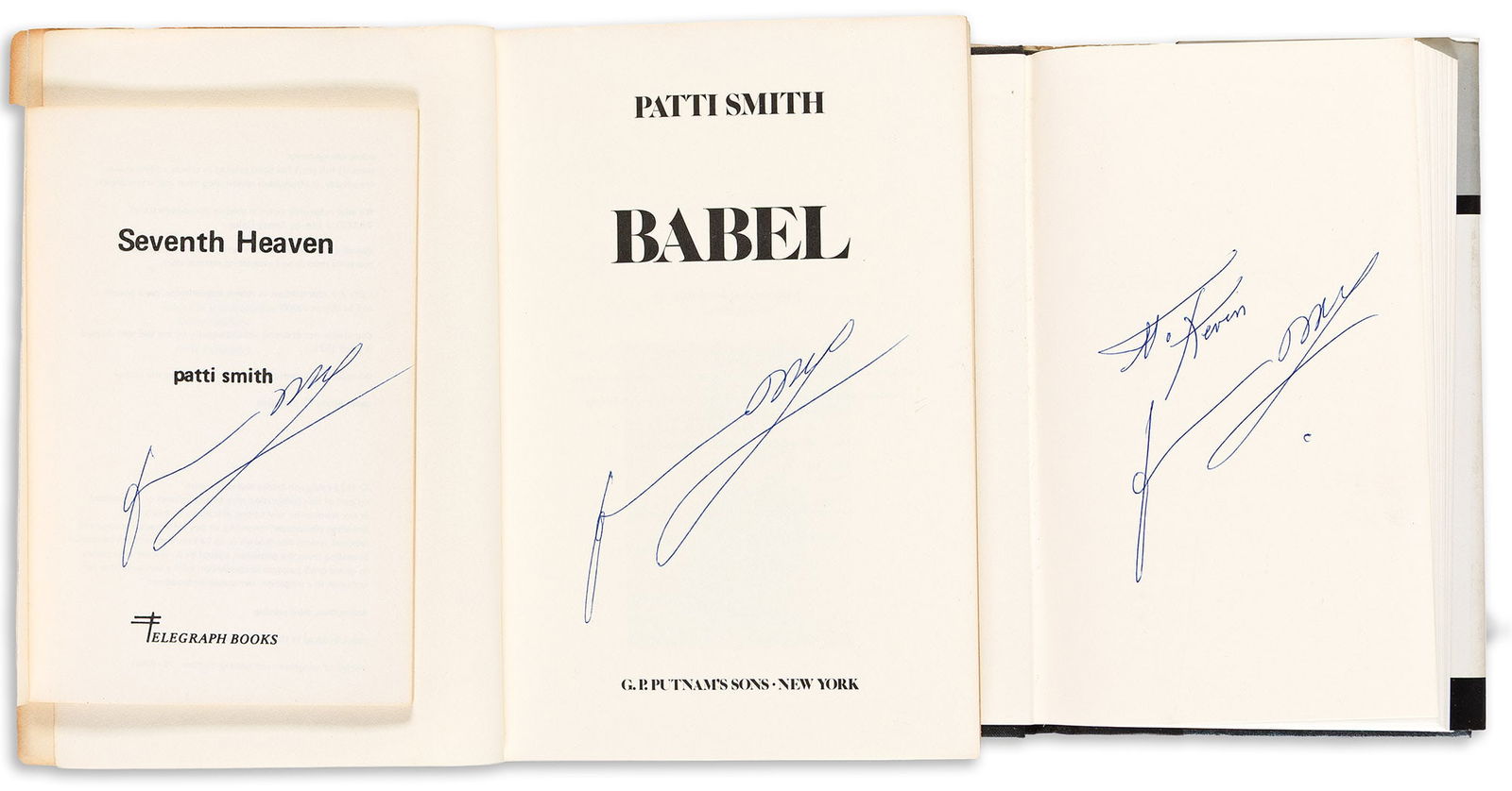 Patti Smith, Four items, each Signed, "pattismith": Printed poem entitled "ps/alm 23 revisited" * (1 of 2)