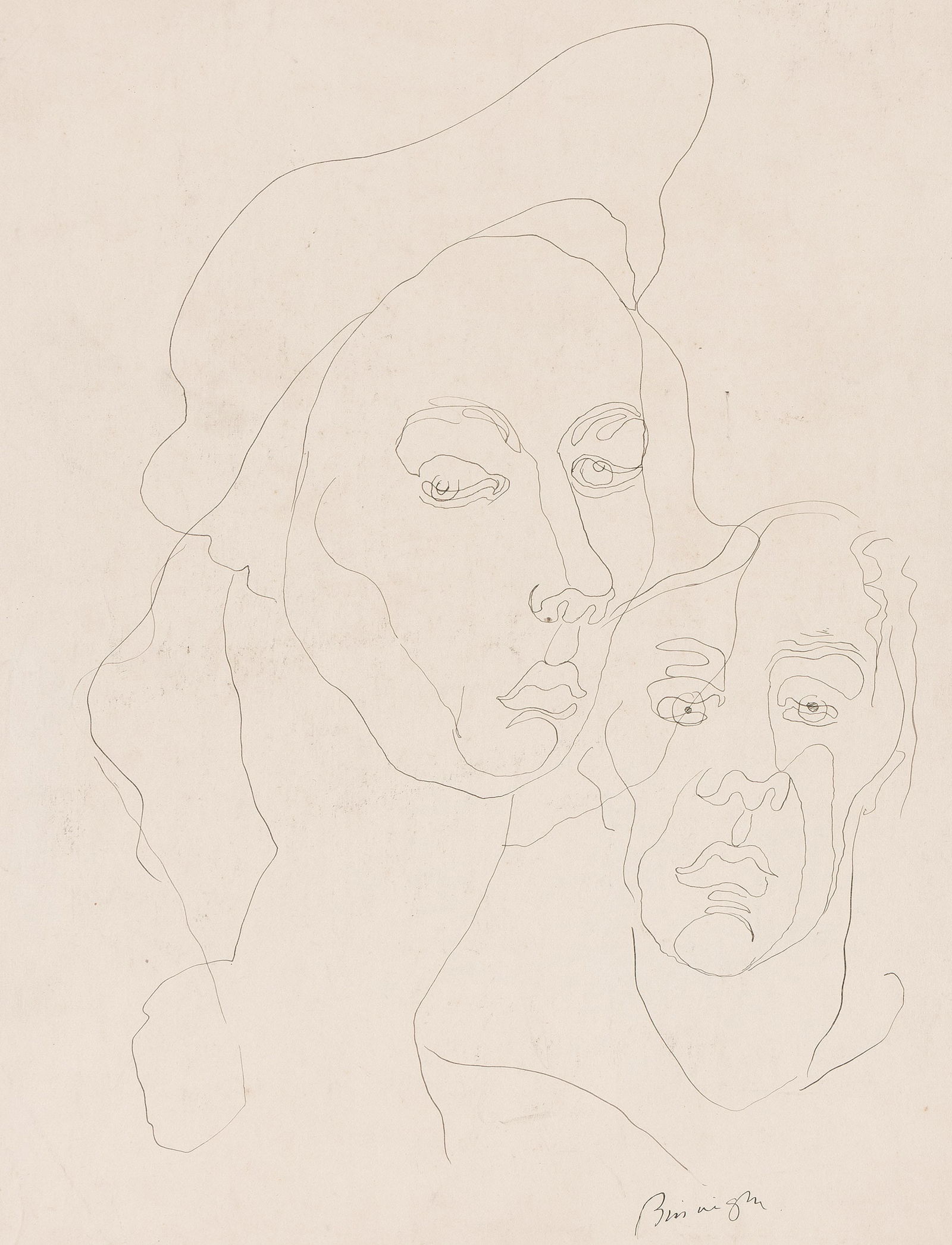 Karl Bissinger, Untitled (Two Drawings). Circa 1980s.: Karl Bissinger1914-2008Untitled (Two Drawings). Circa 1980s.Pencil on cream wove paper.Each sheet signed in pencil, lower right.17 x 11 in. (43.2 x 27.9 cm.) 14 x 11 in. (35.6 x 27.9 cm.) Pro