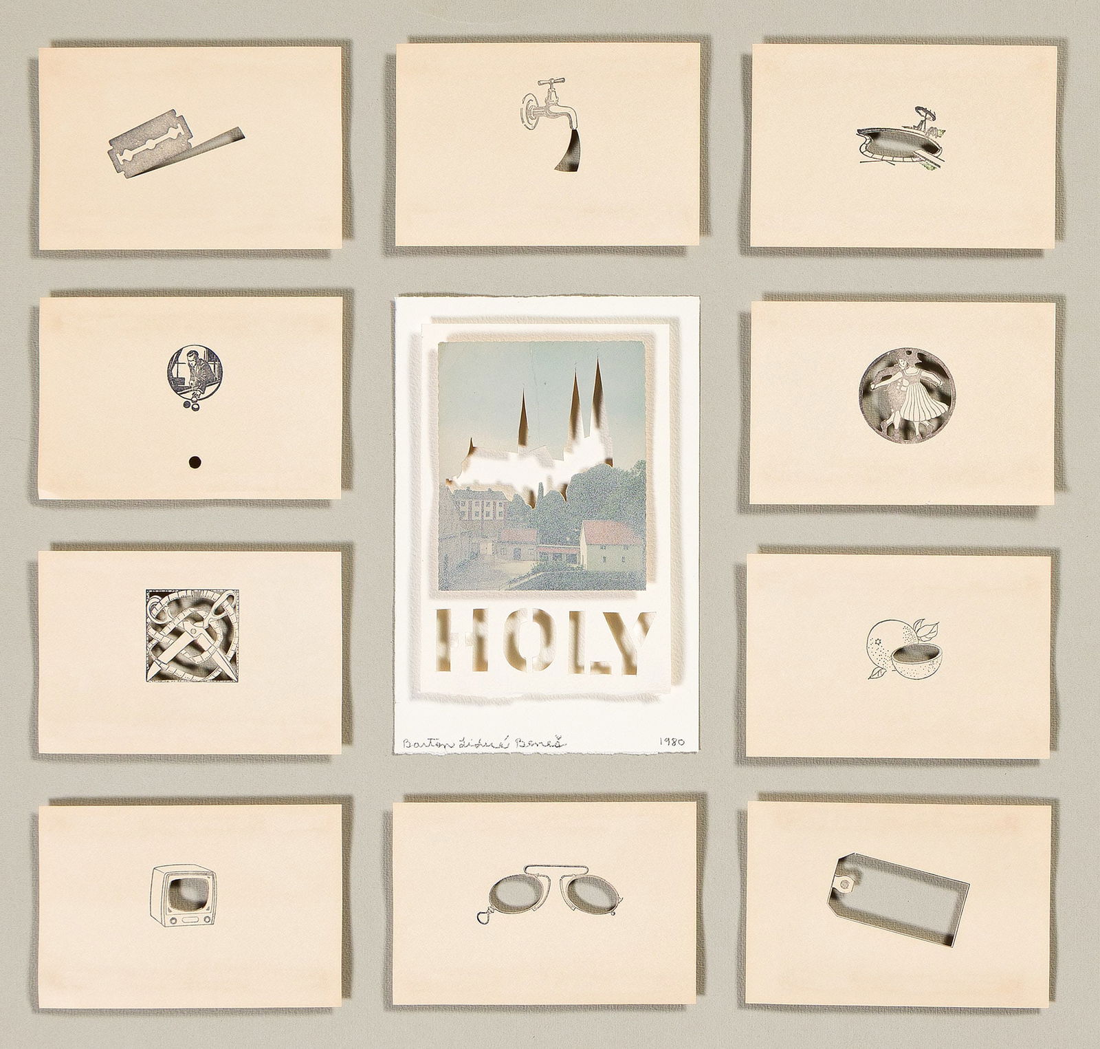 Barton Lidicé Beneš, Holy. 1980.: Barton Lidicé Beneš1942-2012Holy. 1980.Collage on thick wove paper.Signed and dated in pencil, lower edge.21 x 22 in. (53.3 x 55.9 cm.) Provenance:Private collection, New