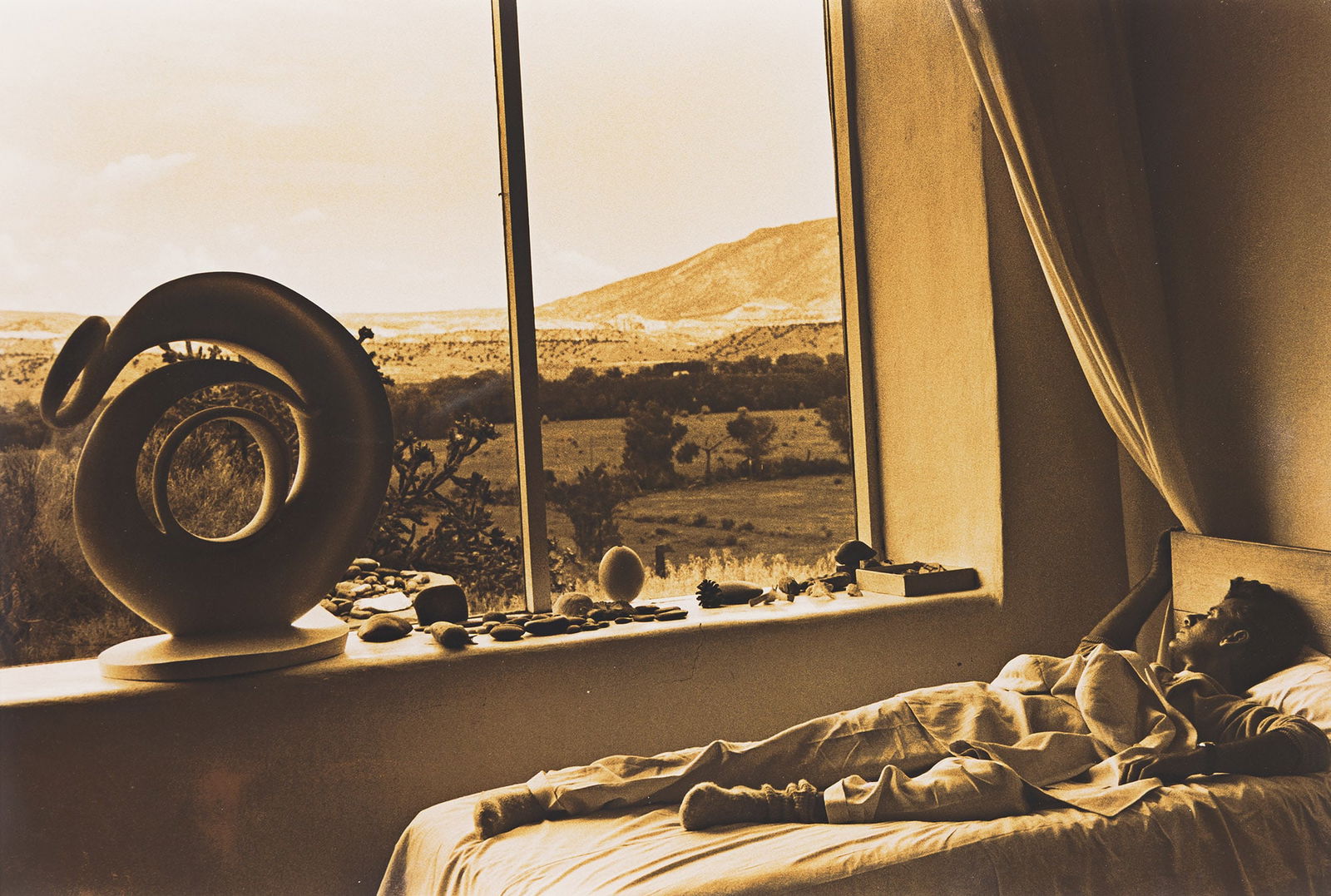 Bruce Weber, Calvin Klein on O'Keeffe's Bed. 1983. (1 of 1)