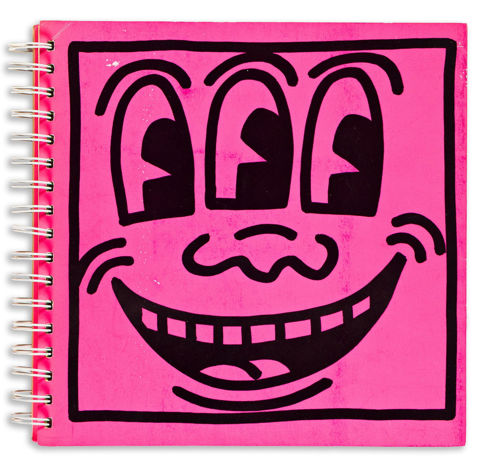 Keith Haring, Keith Haring: Tony Shafrazi Gallery exhibition catalogue. 1982.: Keith Haring1958-1990Keith Haring: Tony Shafrazi Gallery exhibition catalogue. 1982.Profusion of reproductions and photographic plates. 111, [32] pages. 8vo, original spiral-bound neon pink pictorial