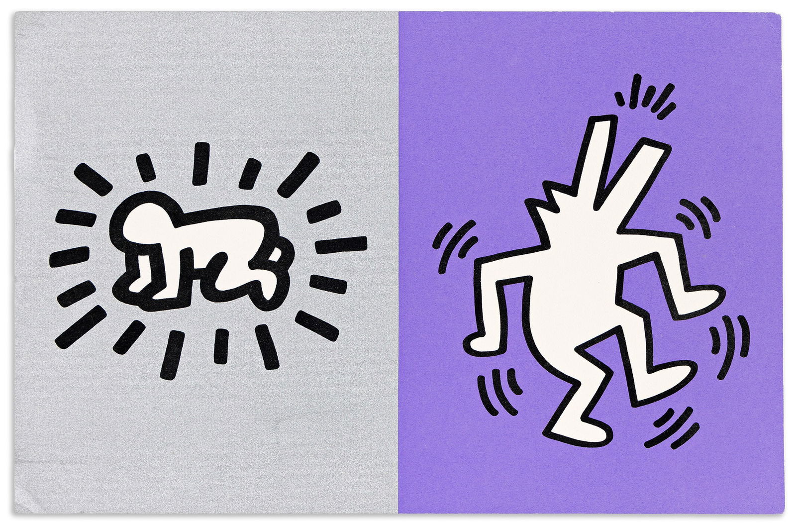 Keith Haring (after), Invitation to the memorial tribute honoring Haring, featuring his artwork. (1 of 2)