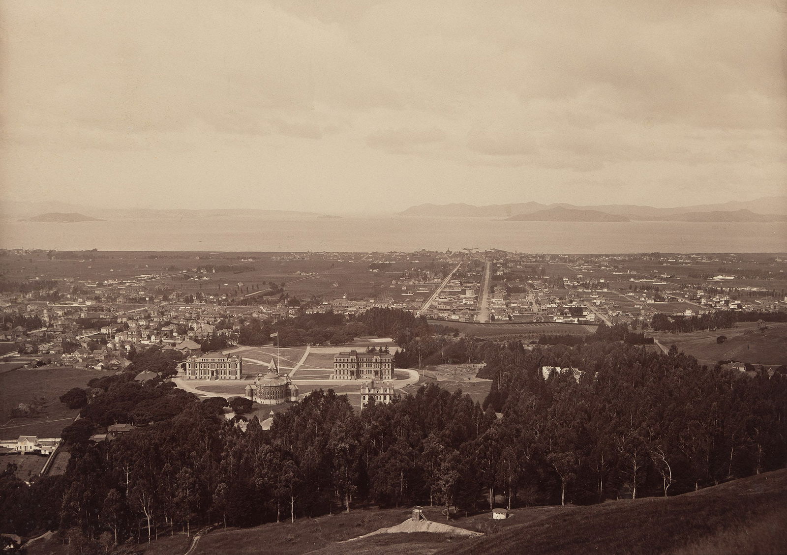 Carleton E. Watkins. The University of California, Berkeley, and Bay, Alameda County. Circa 1874. (1 of 1)