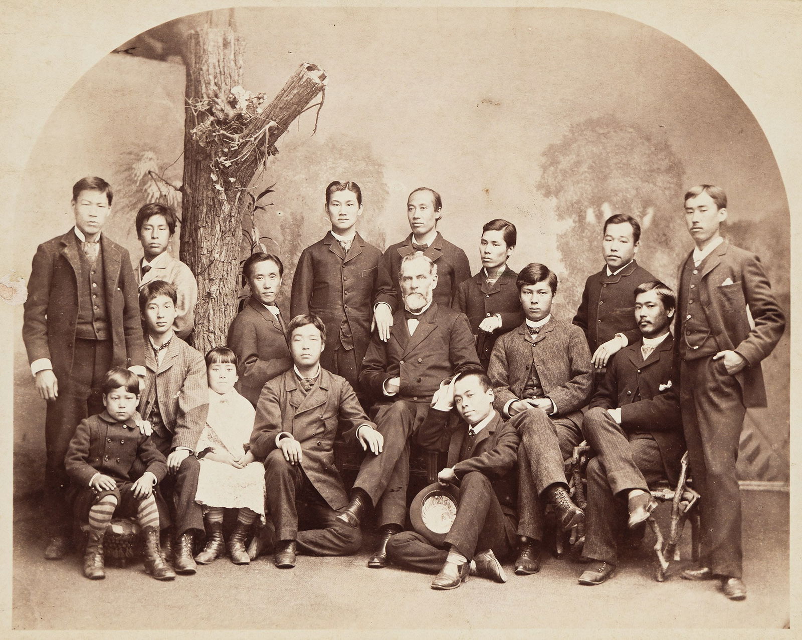 William Shew. Self-portrait with group of Chinese men and children. Circa 1882. (1 of 1)
