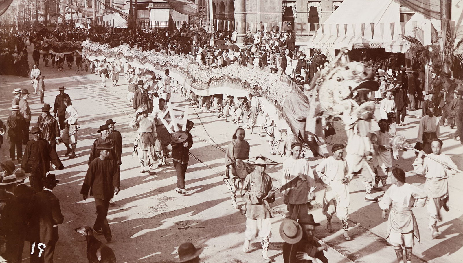 J.T. and Anna M. Pollock (Garden City Foto Co.). Chinese Parade with Dragon 150 Feet Long. 1897. (1 of 1)