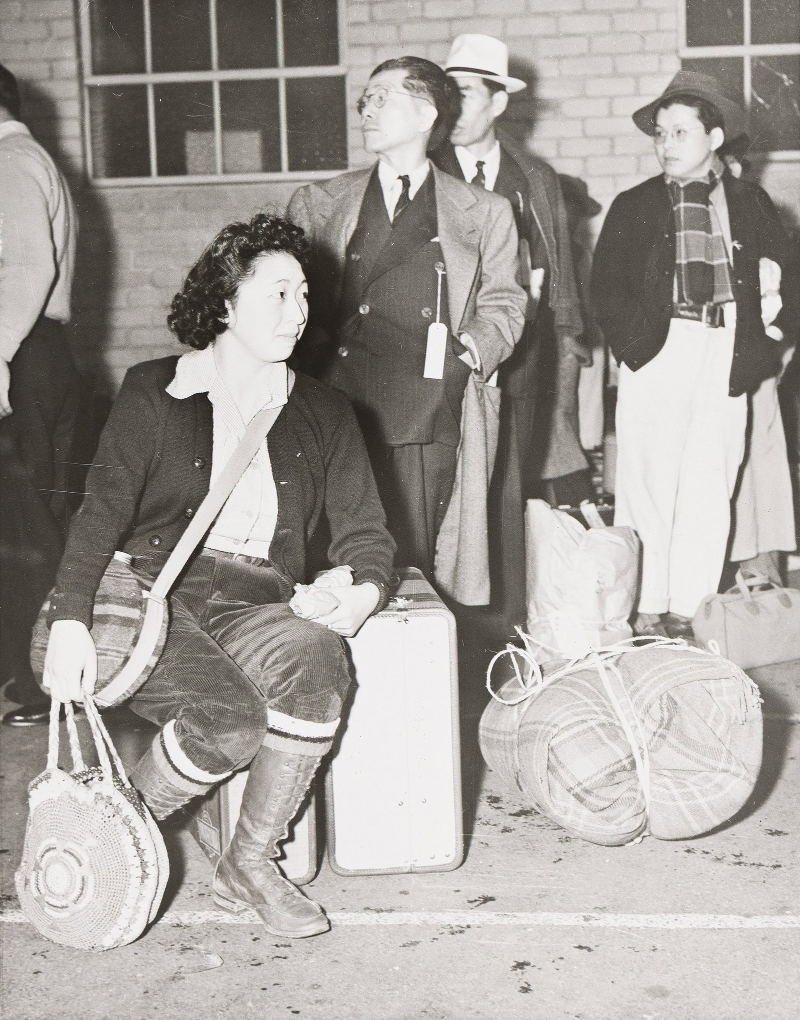 International News Photos. Harie Shiwo, Los Angeles, Waiting to be Transported to Manzanar. 1942. (1 of 1)