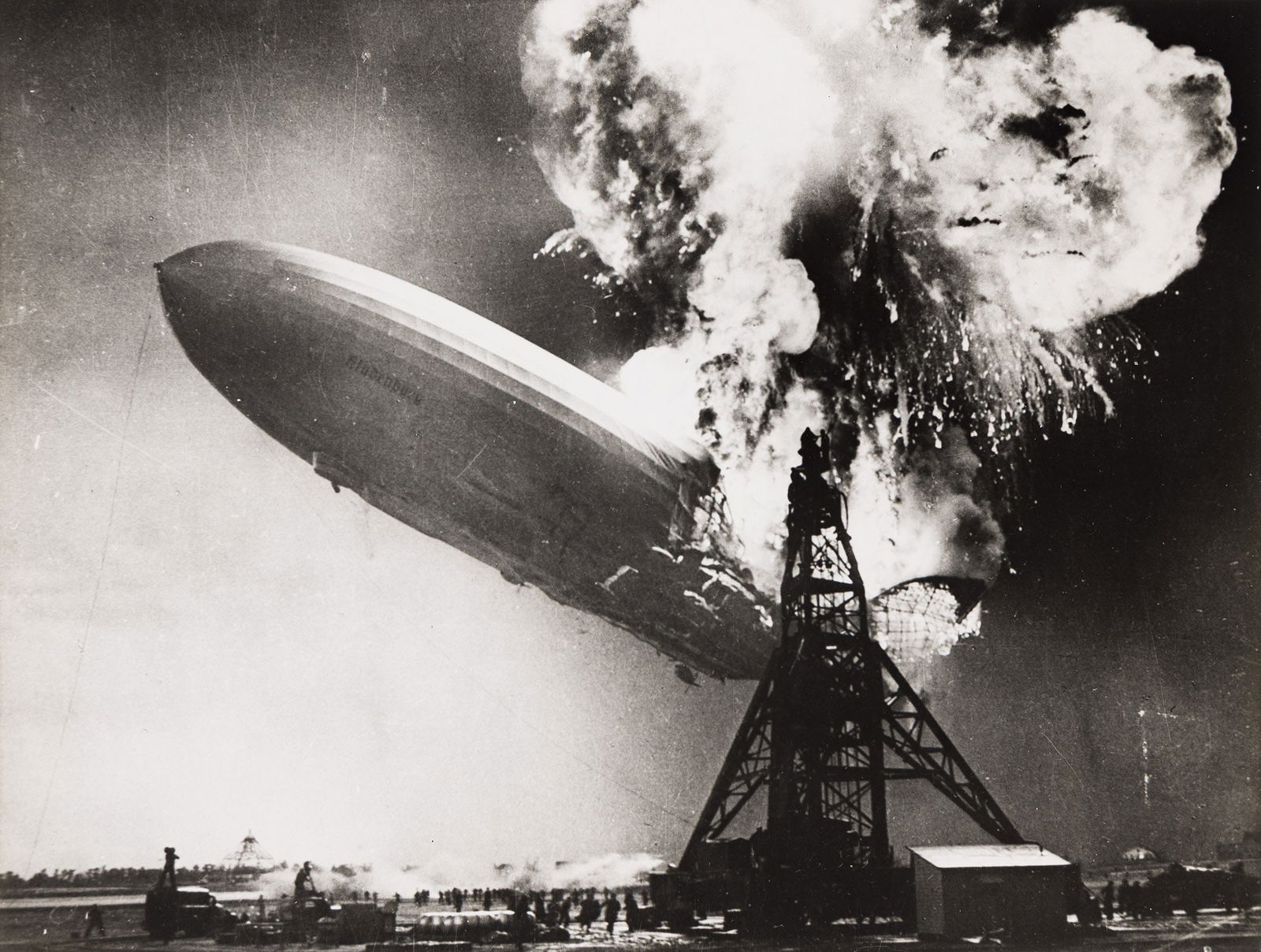 A selection of 6 photographs documenting the Hindenburg disaster and its aftermath, including the (1 of 6)