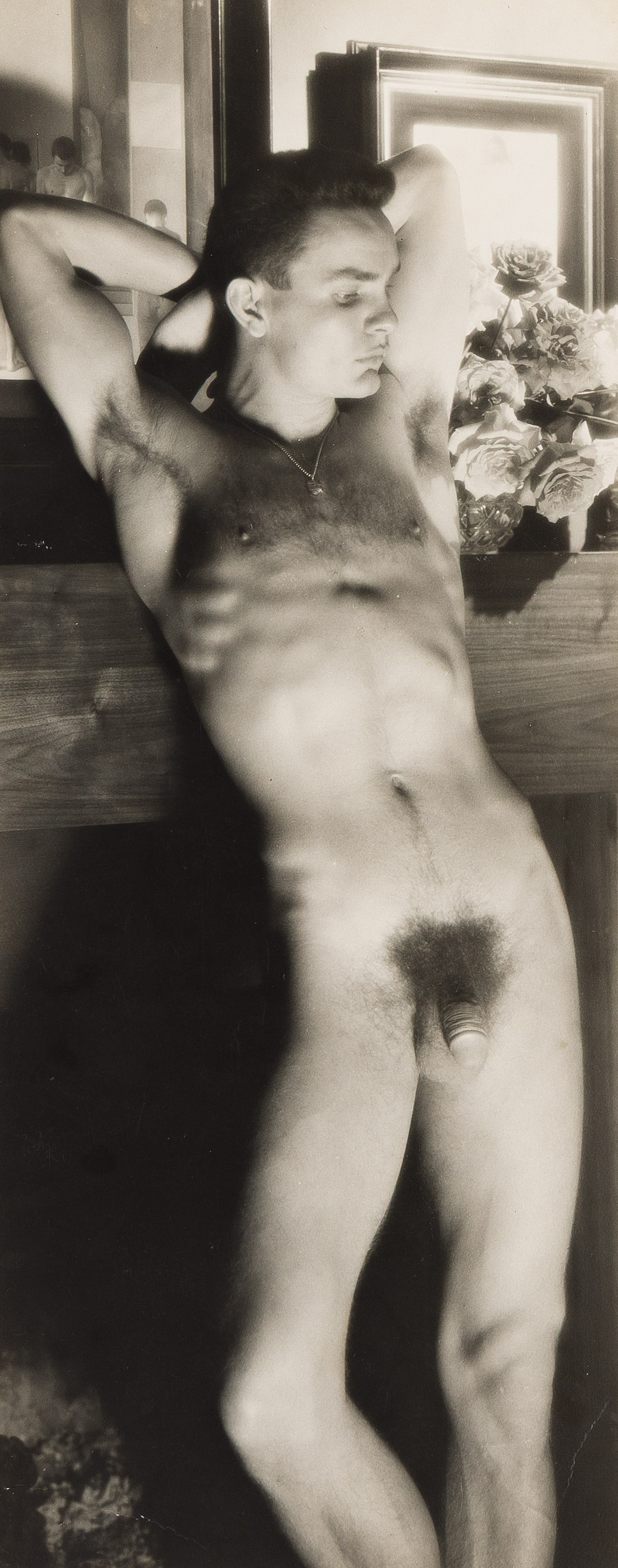 George Platt Lynes. Chuck Howard (narrow nude). 1954.: George Platt Lynes1907-1955Chuck Howard (narrow nude). 1954.Silver printWith Lynes' 145 East 52 Street stamp and a John Edward Rollins/JER Collection stamp with the date 1971 in pencil, on verso.The i