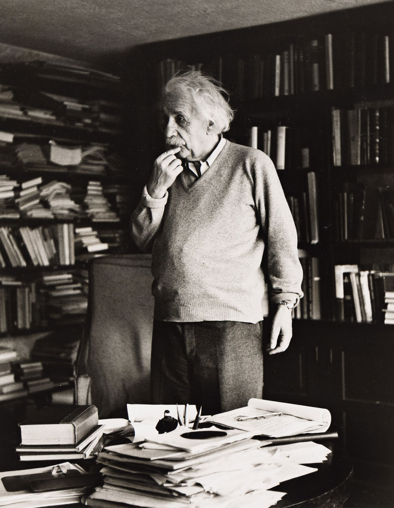 Ernst Haas. Albert Einstein in his study at the Institute for Advanced Studies, Princeton, NJ. 1951. (1 of 1)