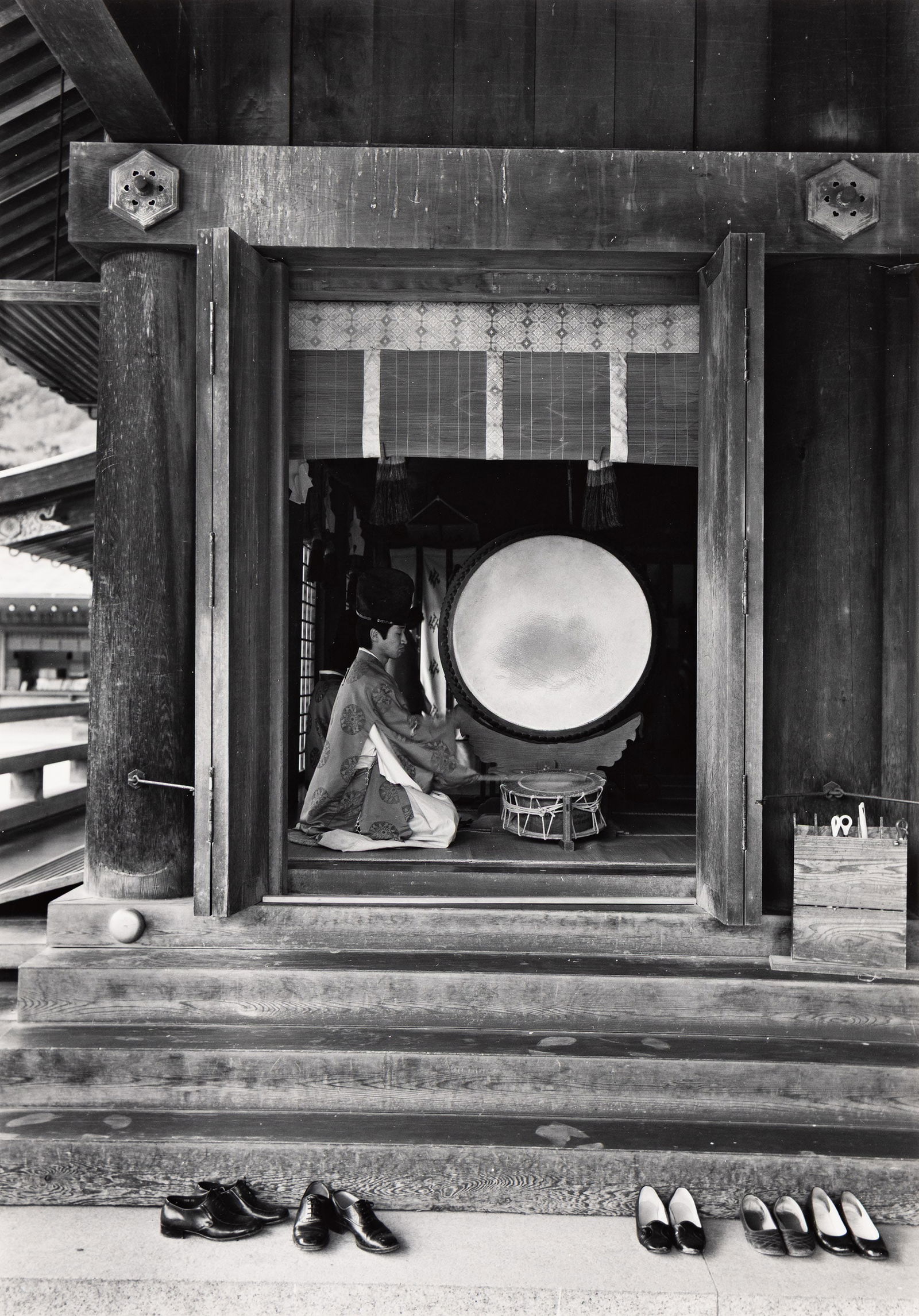 Paul Caponigro. Drummer, Izumo-Tai, Japan. 1976; printed before 1983.: Paul Caponigro1932-2024Drummer, Izumo-Tai, Japan. 1976; printed before 1983.Silver printWith Caponigro's signature "Paul," dedication, and date "1983" in pencil on mount verso.The image 13 1/8 x 9 1/4