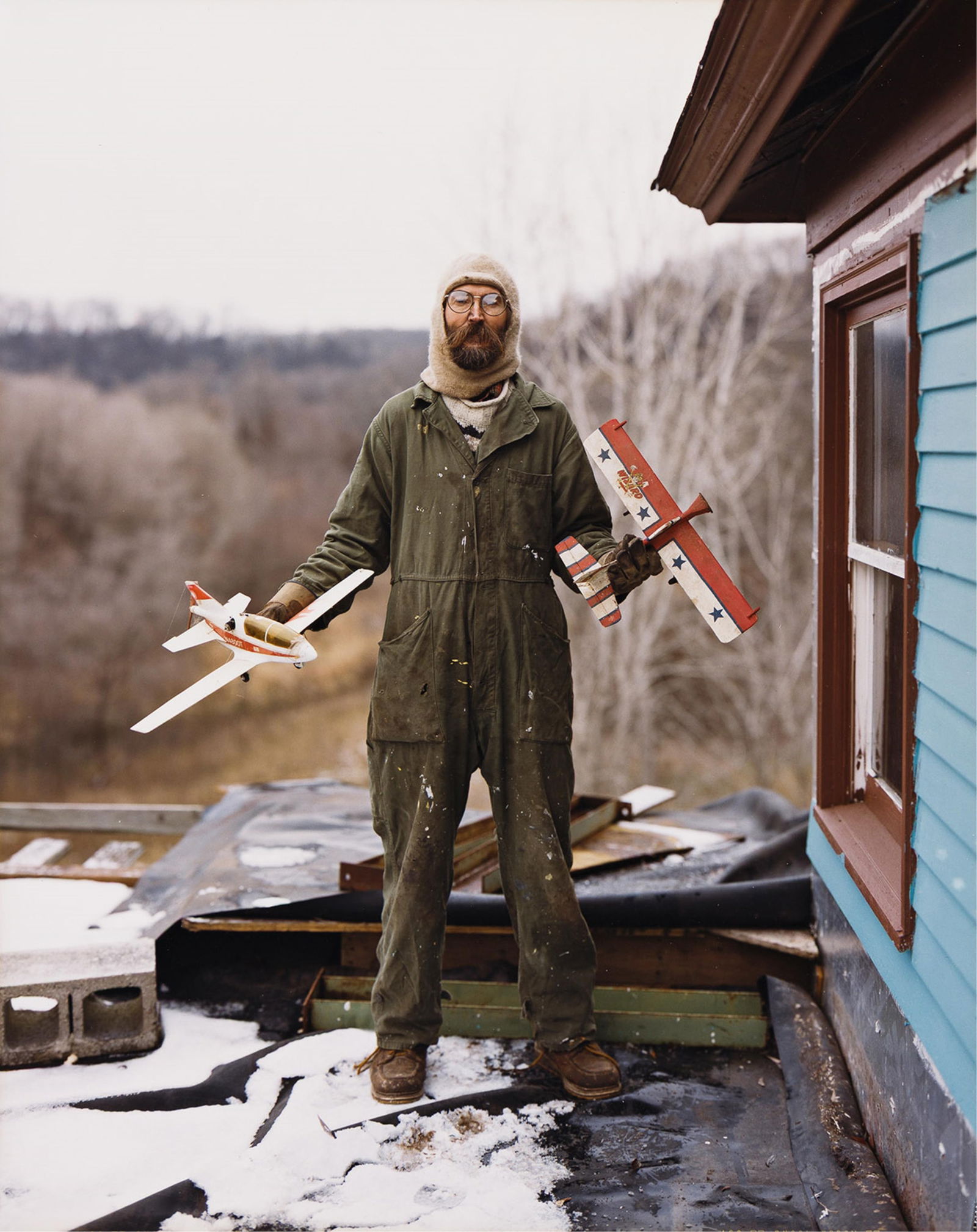 Alec Soth. Charles, Vasa, Minnesota (Man with Plane). 2001.: Alec Soth1969-Charles, Vasa, Minnesota (Man with Plane). 2001.Chromogenic contact printWith Soth's signature and date in ink on verso.The image 9 3/4 x 7 3/4 in. (24.8 x 19.7 cm.), the sheet slightly