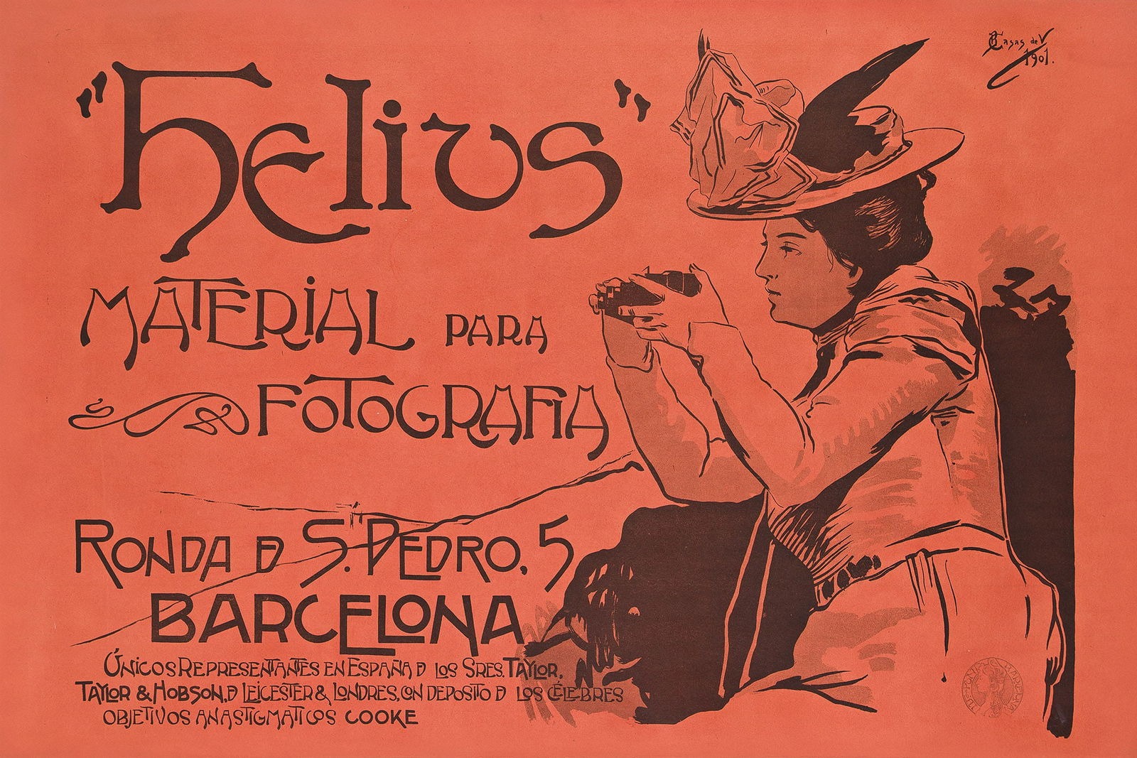 B. Casas de Valls, "Helius" / Material Para Fotografia. 1901.: B. Casas de Valls1861-1907"Helius" Material Para Fotografia. 1901.Condition A-: overpainting in margins. Printed on red paper.26x39½ inches, 66x100¼ cm. Lit. Font, Barcelona.