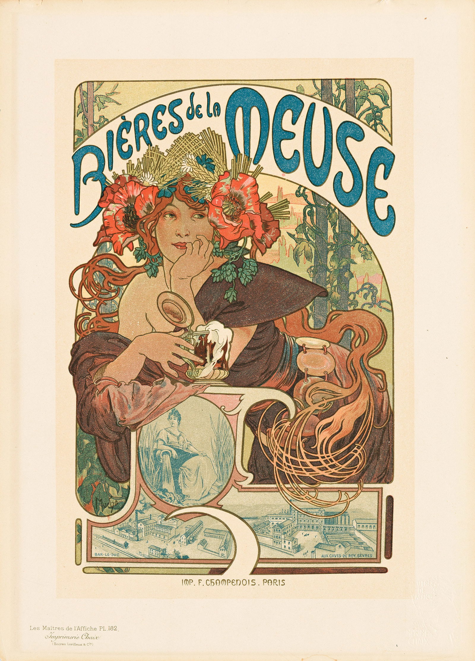 Alphonse Mucha, Bières de la Meuse. Maitres de l'Affiche pl. 182. 1899. (1 of 1)