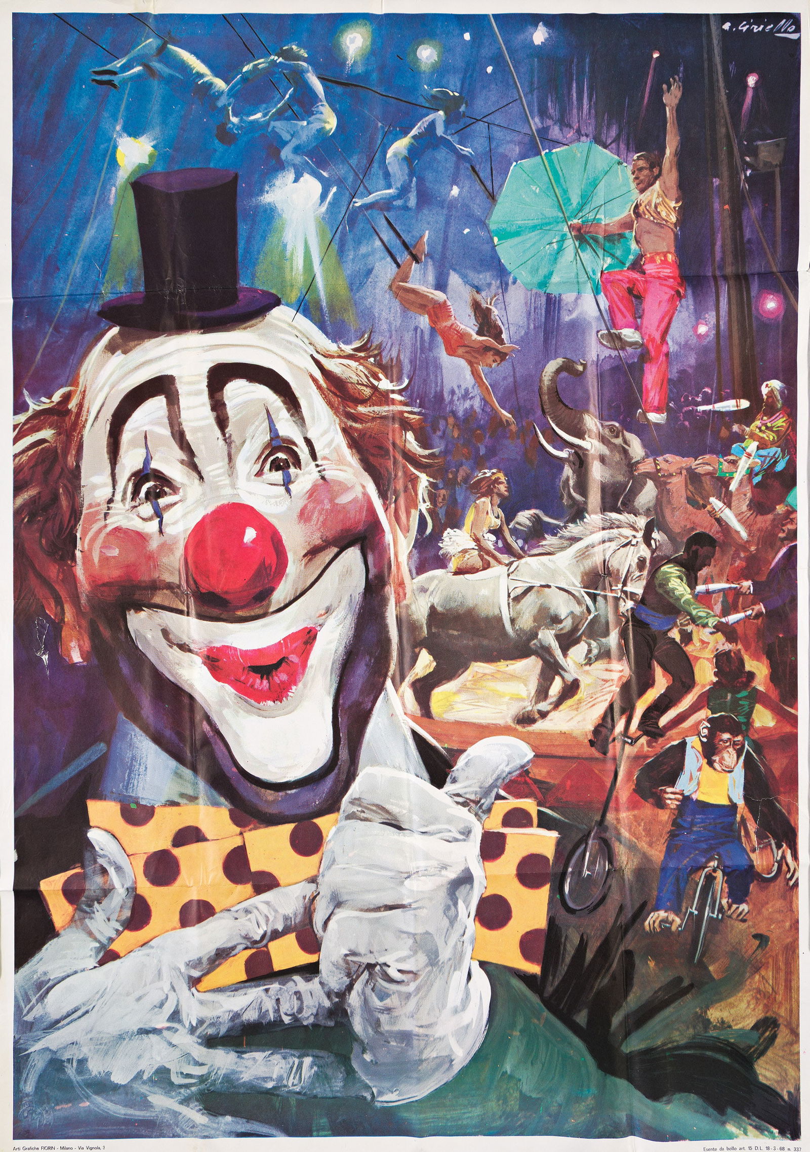 Various Artists, [Italian Circus / Clowns]. Group of 4 posters. Circa 1968. (1 of 1)