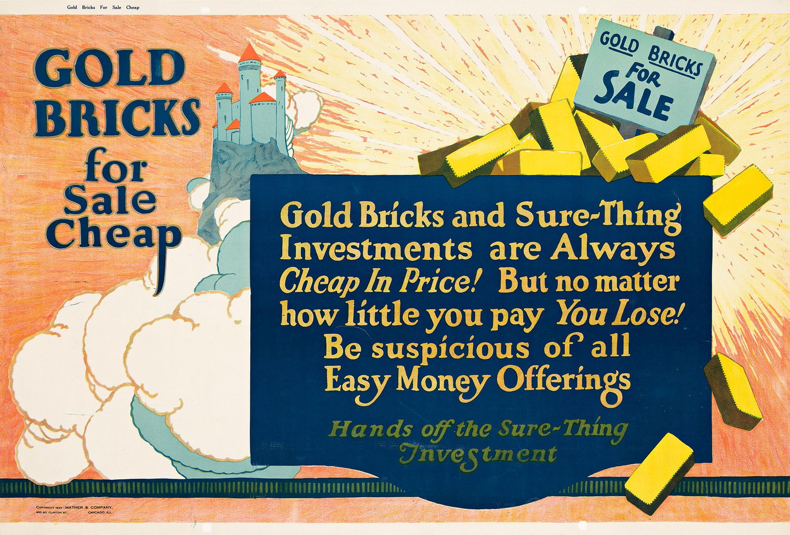 Designer Unknown, Gold Bricks For Sale Cheap / Hands Off The Sure - Thing Investment. 1923. (1 of 1)