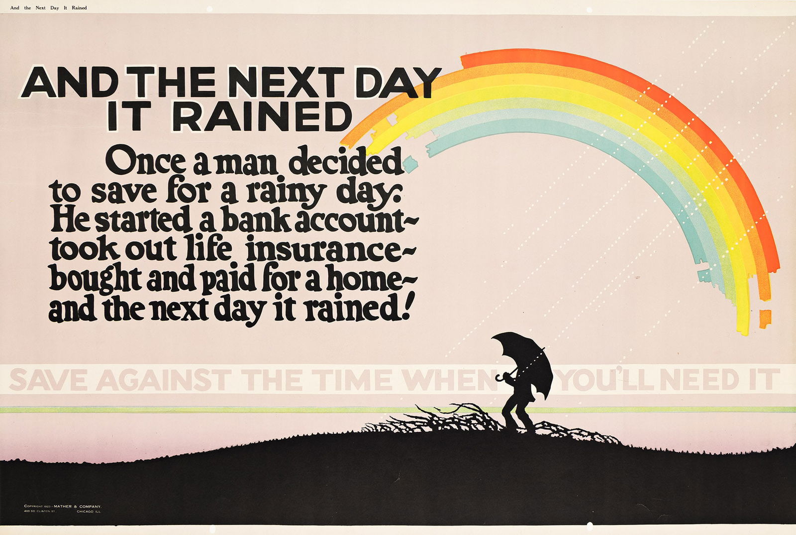 Robert Beebe, And The Next Day It Rained / Save Against The Time When You'll Need It. 1923. (1 of 1)