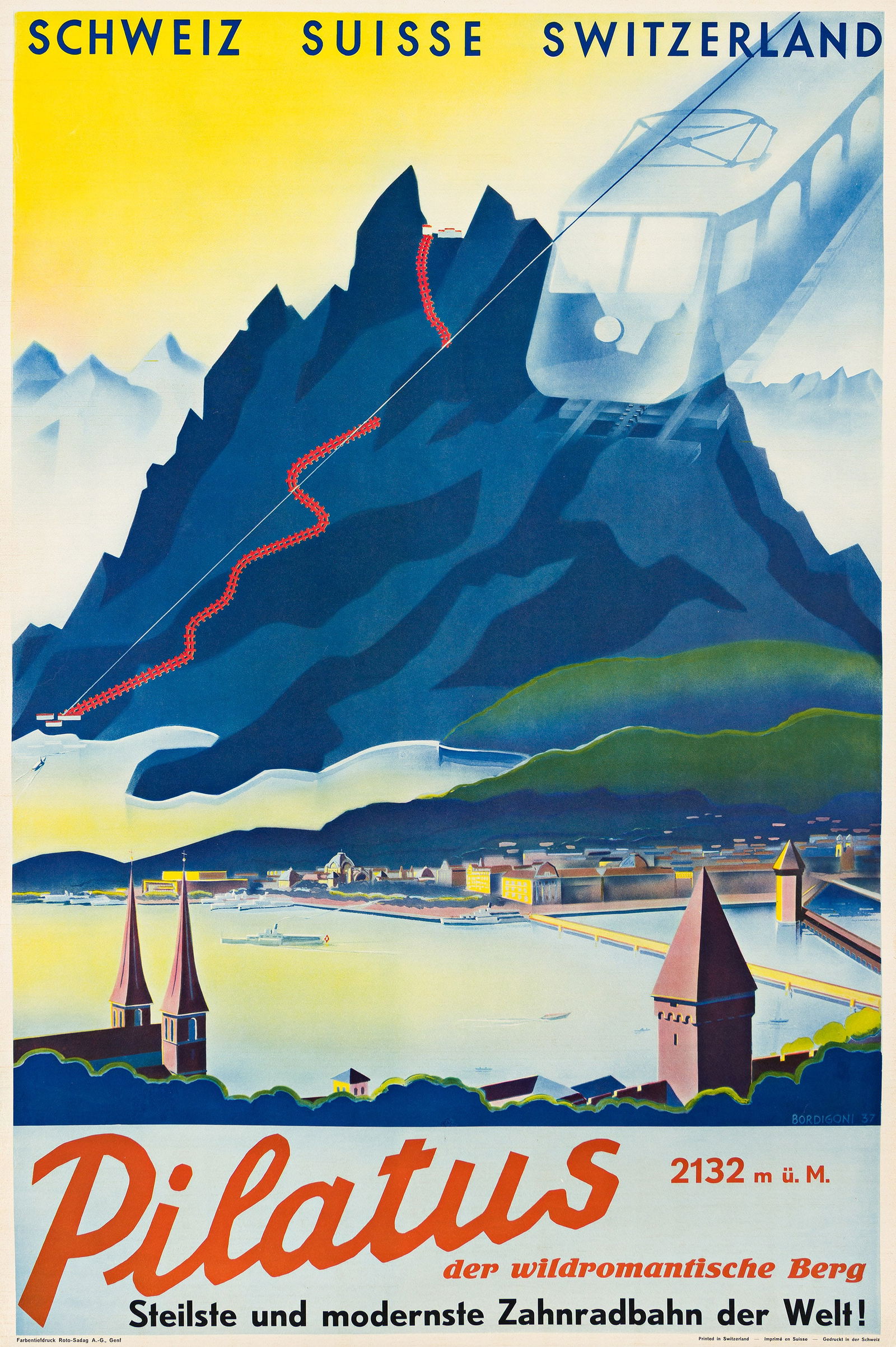 William Bordigoni, Pilatus. 1937.: William BordigoniDates UnknownPilatus. 1937.Condition A-: creases and abrasions.39½x26¼ inches, 100¼x66½ cm.
