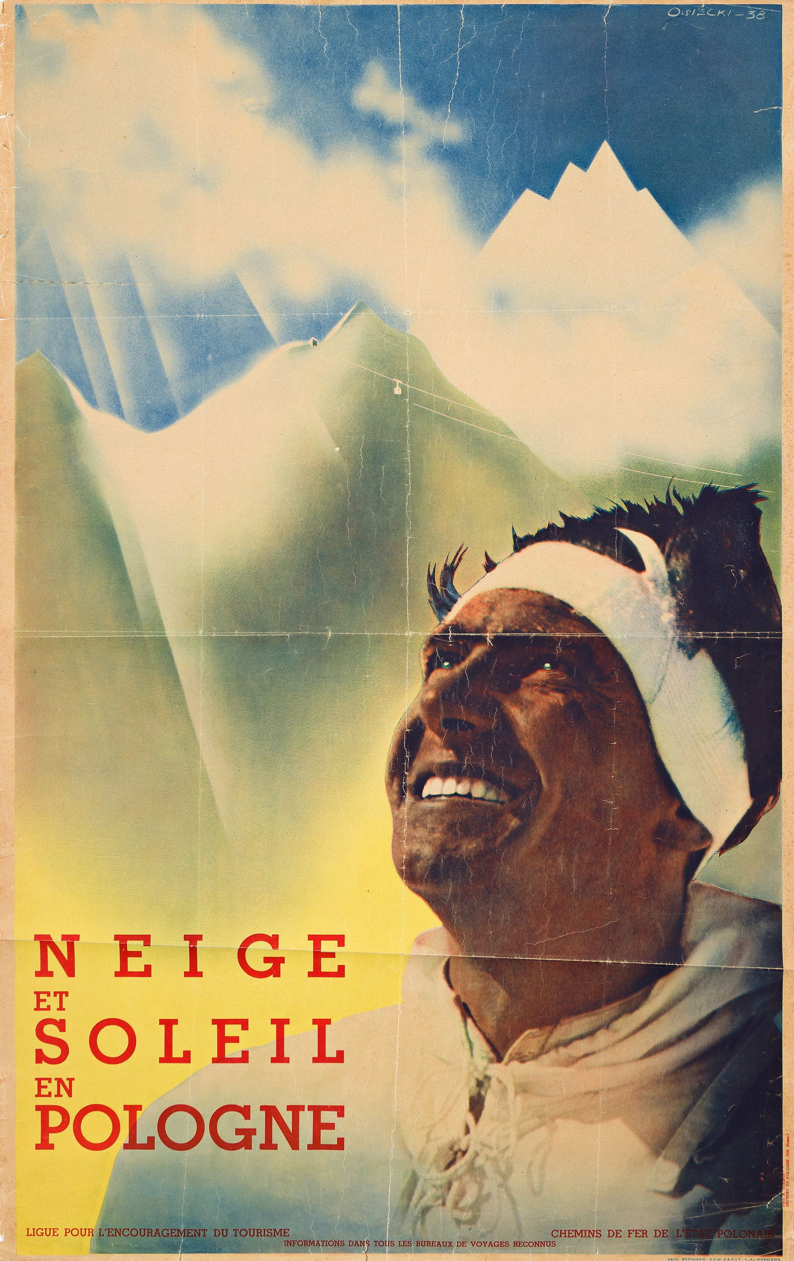Stefan Osiecki, Neige et Soleil en Pologne. 1938.: Stefan Osiecki1904-1977Neige et Soleil en Pologne. 1938.Condition B: creases and tears along edges, some into image; extensive creases and abrasions along sharp horizontal and vertical folds and in im