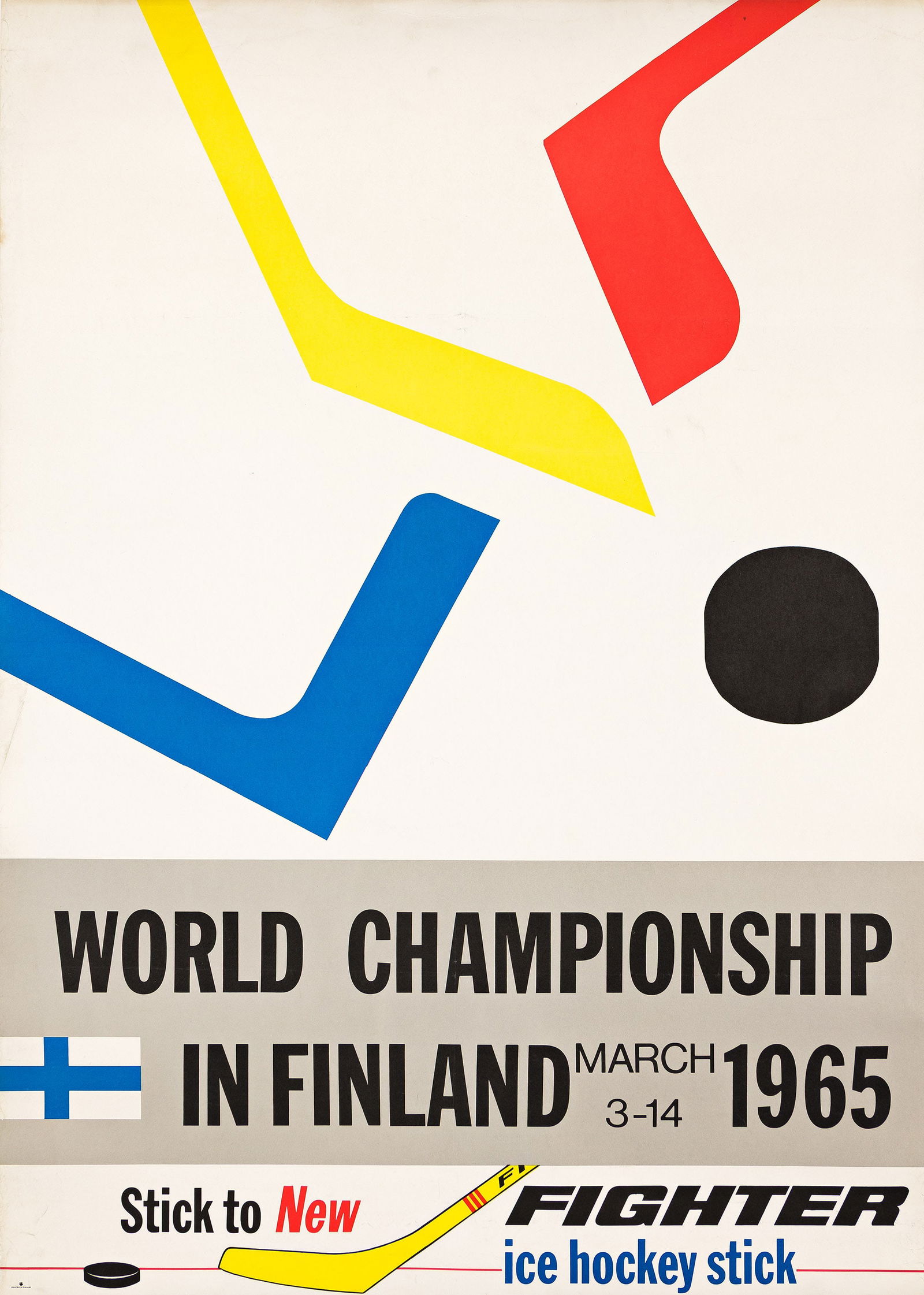 Designer Unknown, World Championship in Finland / Fighter Ice Hockey Stick. 1965. (1 of 1)