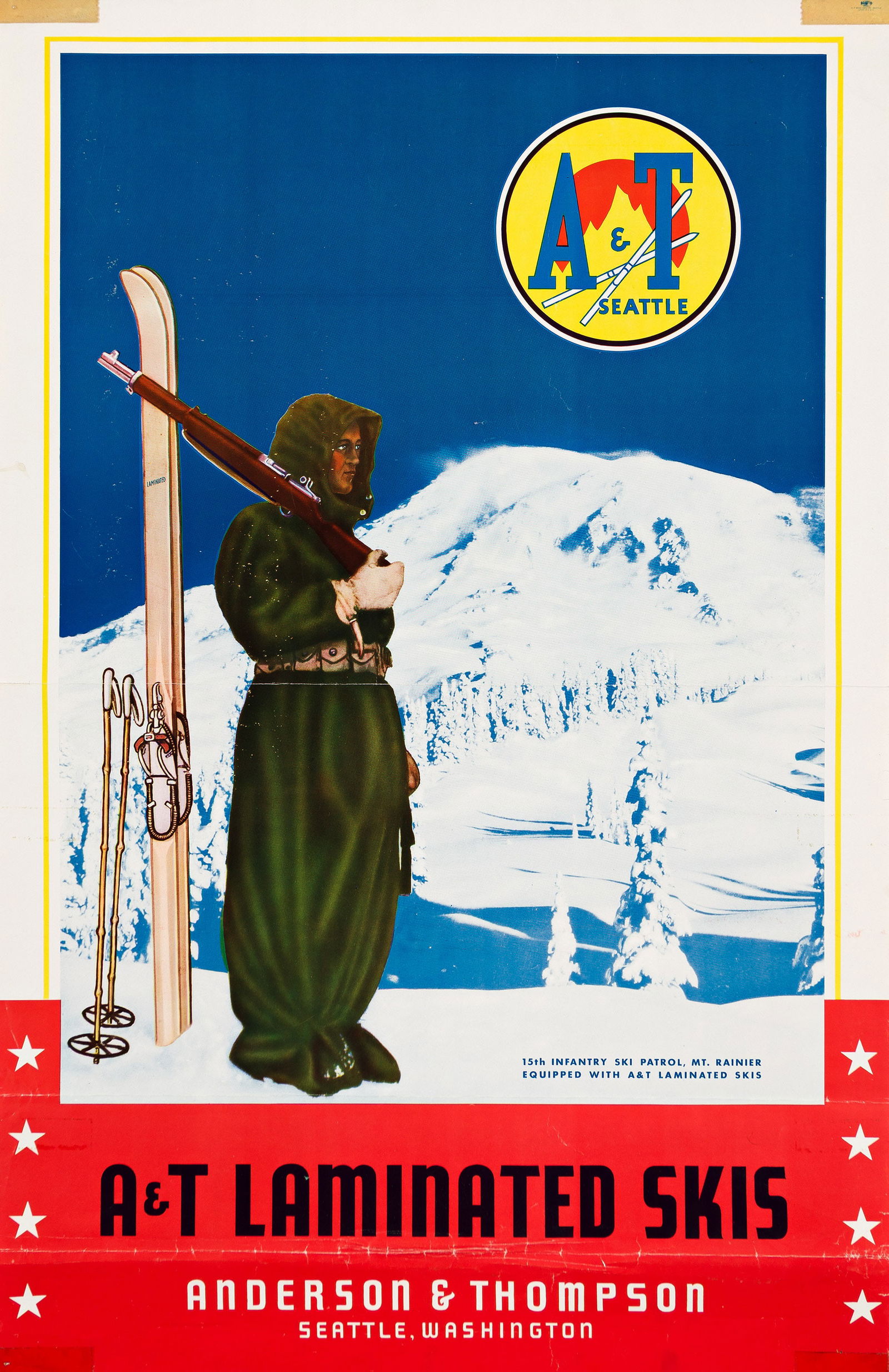 Designer Unknown, A & T Laminated Skis. Circa 1940. (1 of 1)