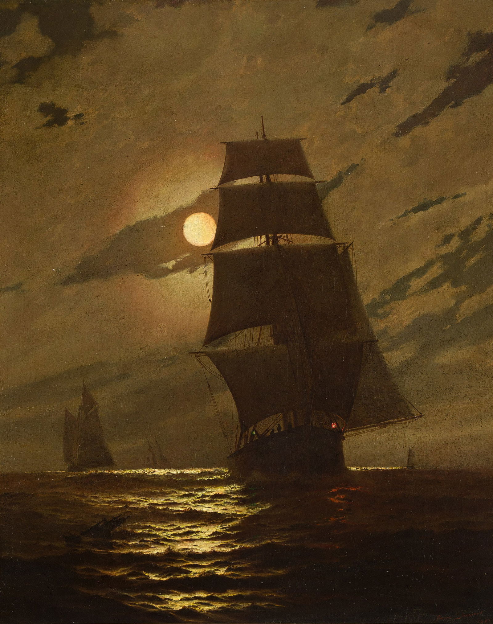Warren W. Sheppard (1858-1937), Moonlit Ship, 1881. (1 of 1)