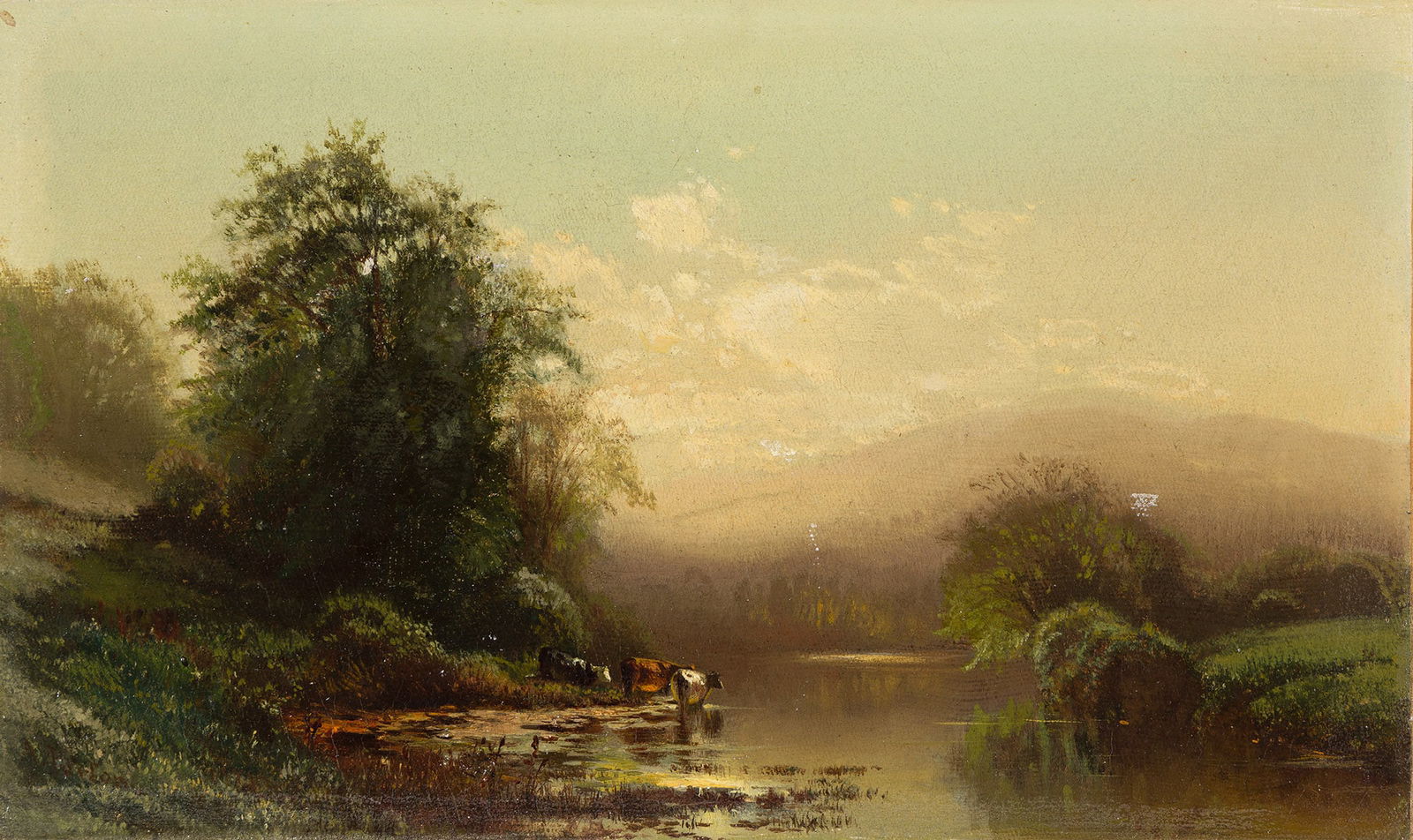 Arthur Parton (1842-1914), Cows by a Stream. (1 of 1)