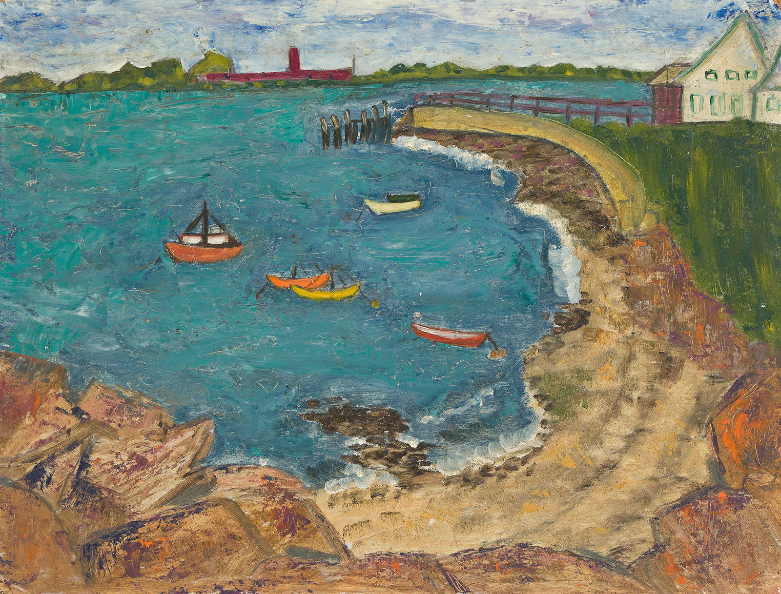 Hayley Lever (1876-1958), Harbor.: Hayley Lever(1876-1958)Harbor.Oil on board.13 7/8 x 18 in. (35.2 x 45.7 cm.)Frame: 16 3/4 x 20 5/8 in. (42.5 x 52.4 cm.)NoteSold to benefit The Heckscher Museum of Art, Huntin