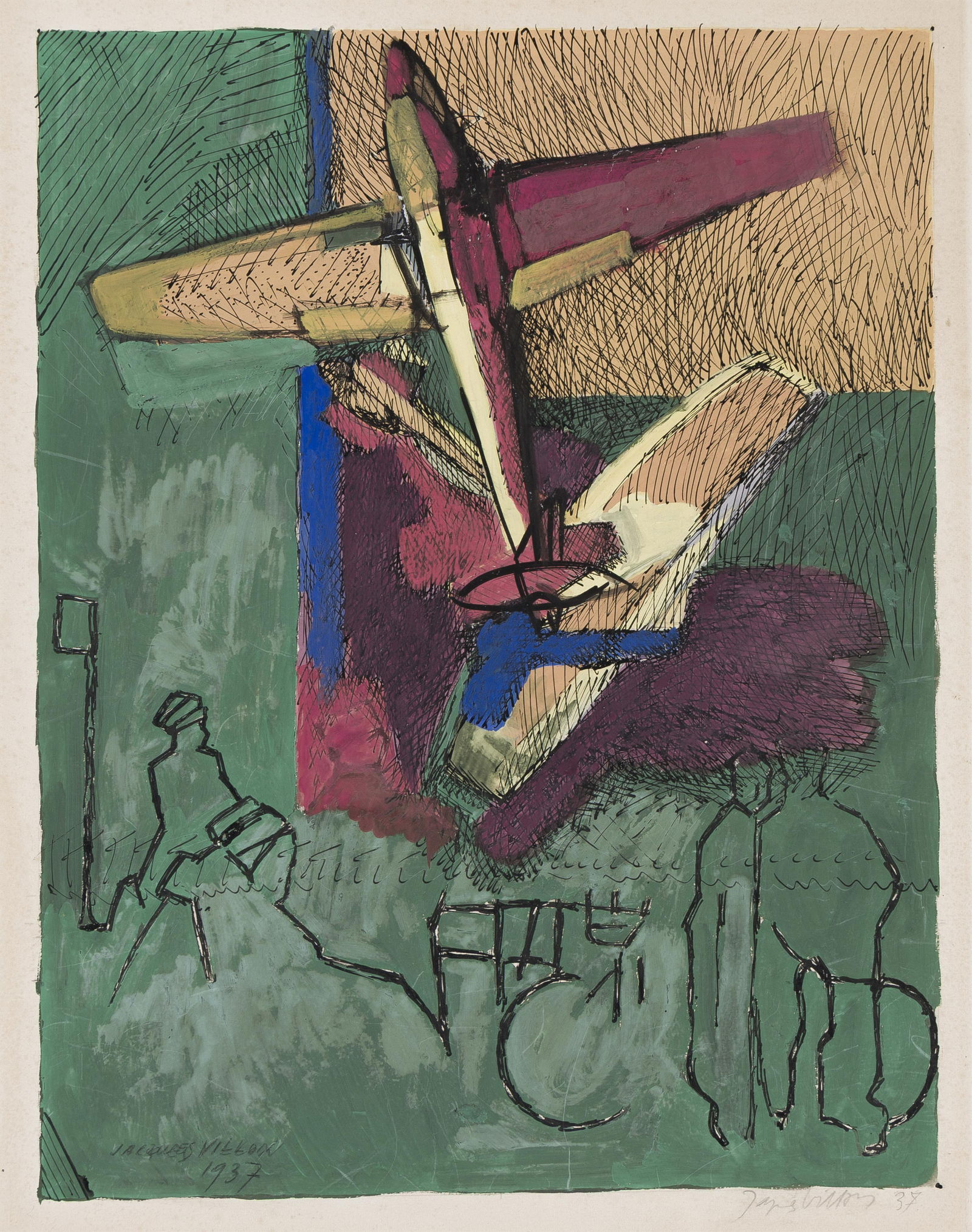 Jacques Villon (1875-1963), Autores de premiers circuits d'aviation, 1937. (1 of 1)