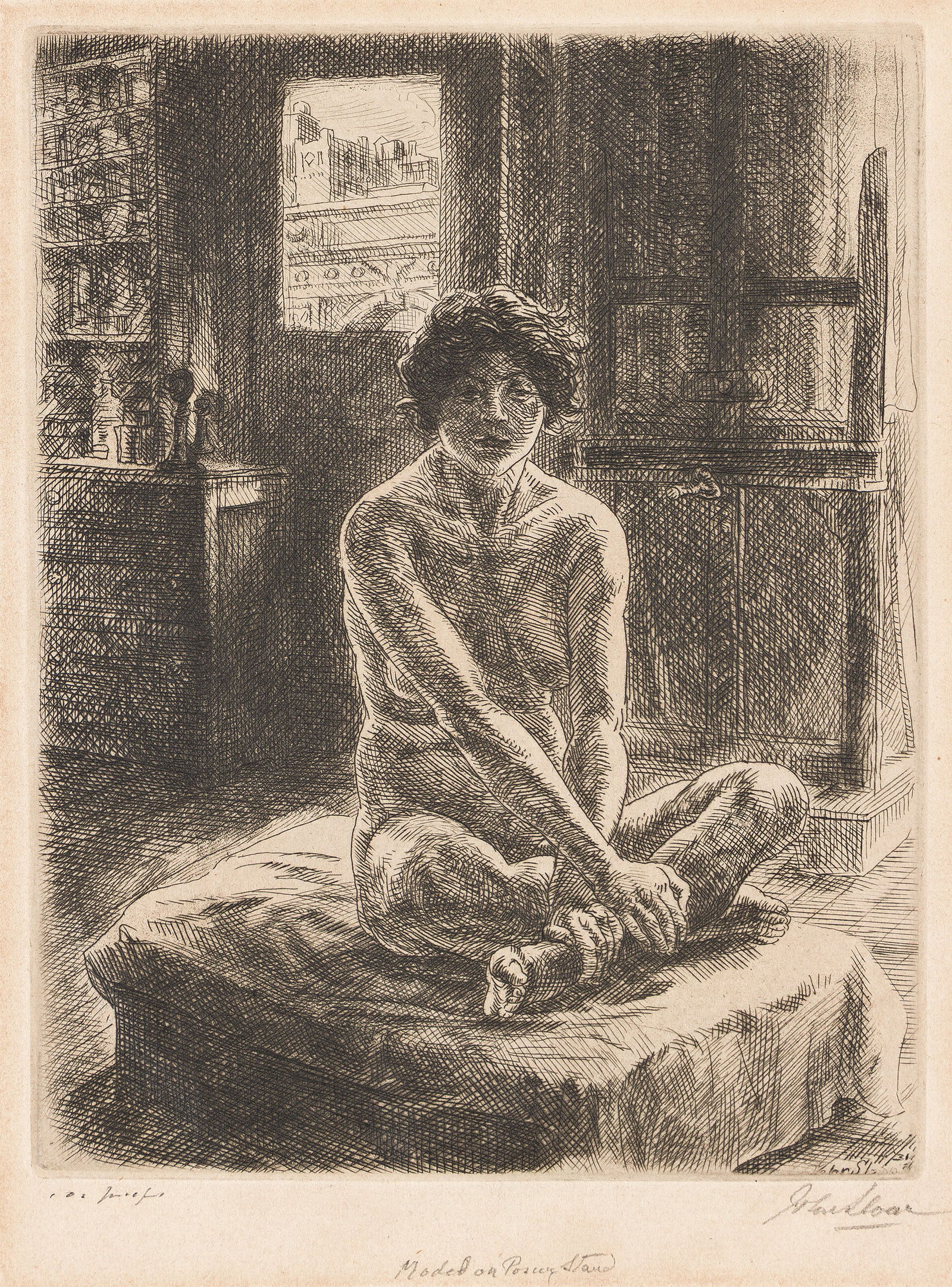 John Sloan (1871-1951), Nude on Posing Stand, 1931. (1 of 1)