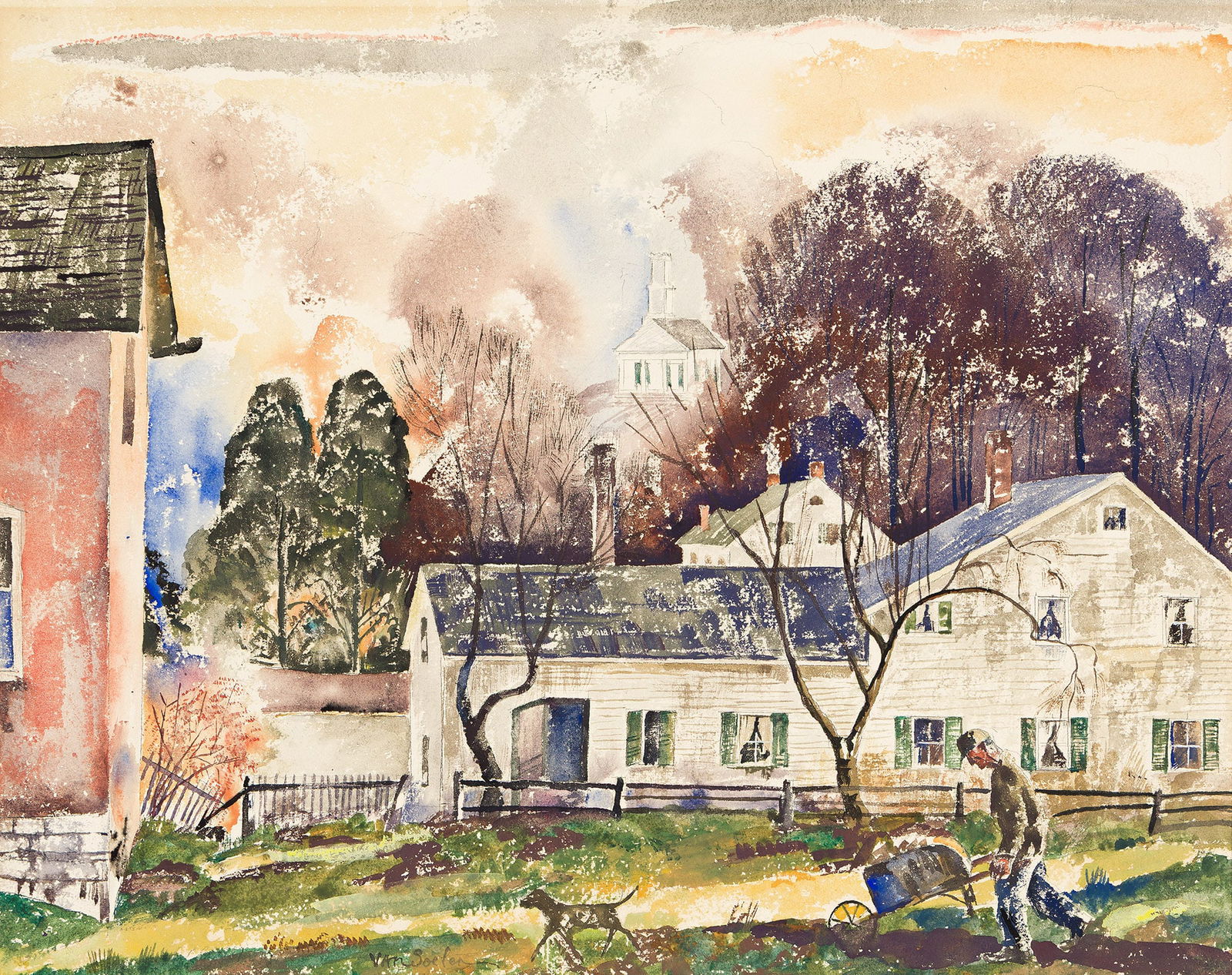 Theodore Van Soelen (1890-1964), New England.: Theodore Van Soelen(1890-1964) New England.Watercolor.Signed lower center.15 1/4 x 19 in. (38.7 x 48.3 cm.)Frame: 24 x 28 in. (61 x 71.1 cm.) Provenance:Ferargil Galleries, New