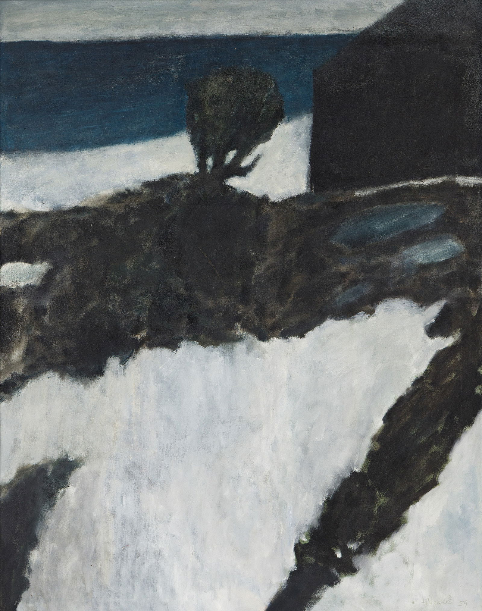 Tony Vevers (1926-2008), Winter Memory, 1959.: Tony Vevers(1926-2008)Winter Memory.Oil on canvas, 1959.Signed and dated lower right.44 x 34 in. (111.8 x 86.4 cm.)Frame: 45 1/8 x 35 1/8 in. (114.6 x 89.2 cm.) ProvenanceEstate of a