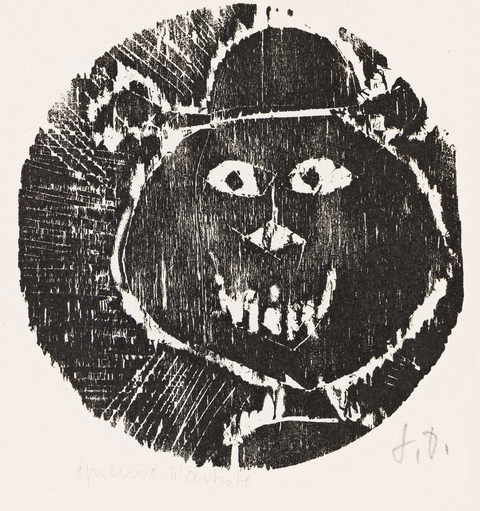 Jean Dubuffet (1901-1985), Tête au chapeau melon, 1948. (1 of 1)