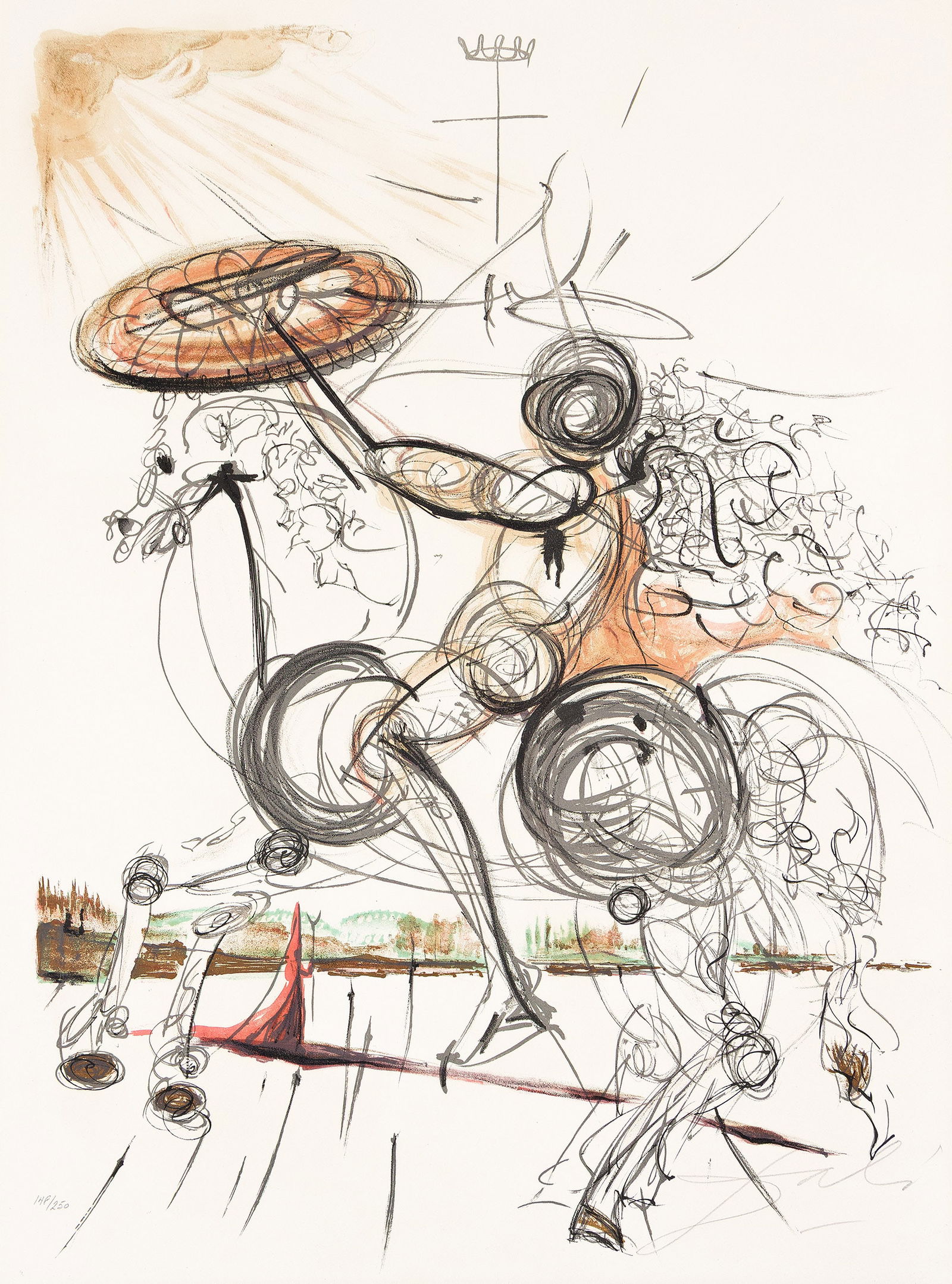 Salvador Dalí (1904-1989), Crazy Horse, 1966-68.: Salvador Dalí(1904-1989)Crazy Horse.Color lithograph on Rives, 1966-68.Signed and numbered 148/250 in pencil, lower margin. Printed by Desjobert, Paris. Published by Yamet Arts, New York. Michler