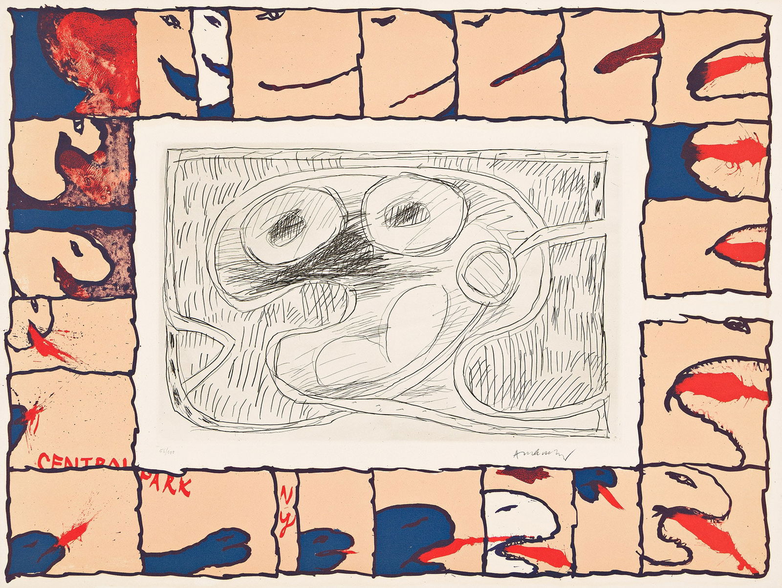 Pierre Alechinsky (b. 1927), Three prints from "Central Park," 1976. (1 of 3)