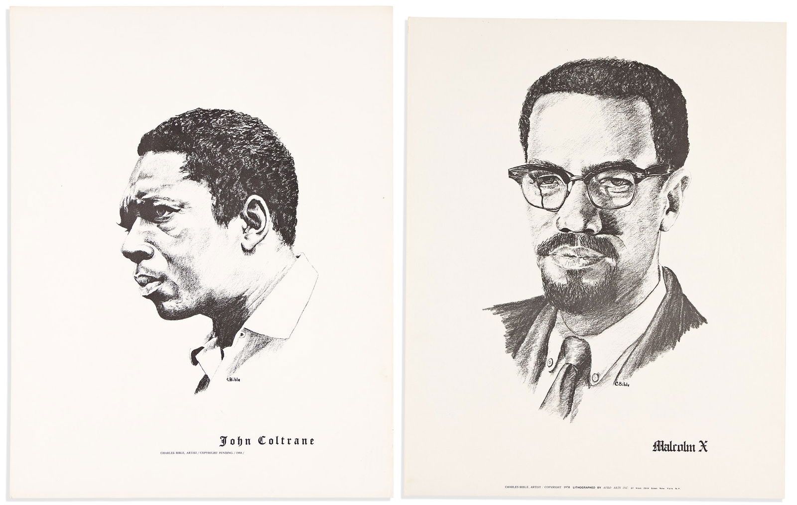 (ART.) Charles Bible, artist. Group of 6 historical portrait prints. Various places, 1968-1970 (1 of 1)